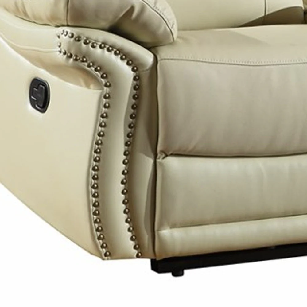 44" Comfortable Beige Leather Console Loveseat By Homeroots - Image 3