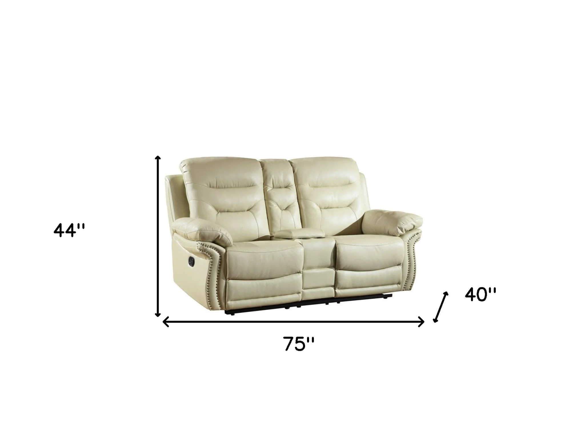 44" Comfortable Beige Leather Console Loveseat By Homeroots - Image 4