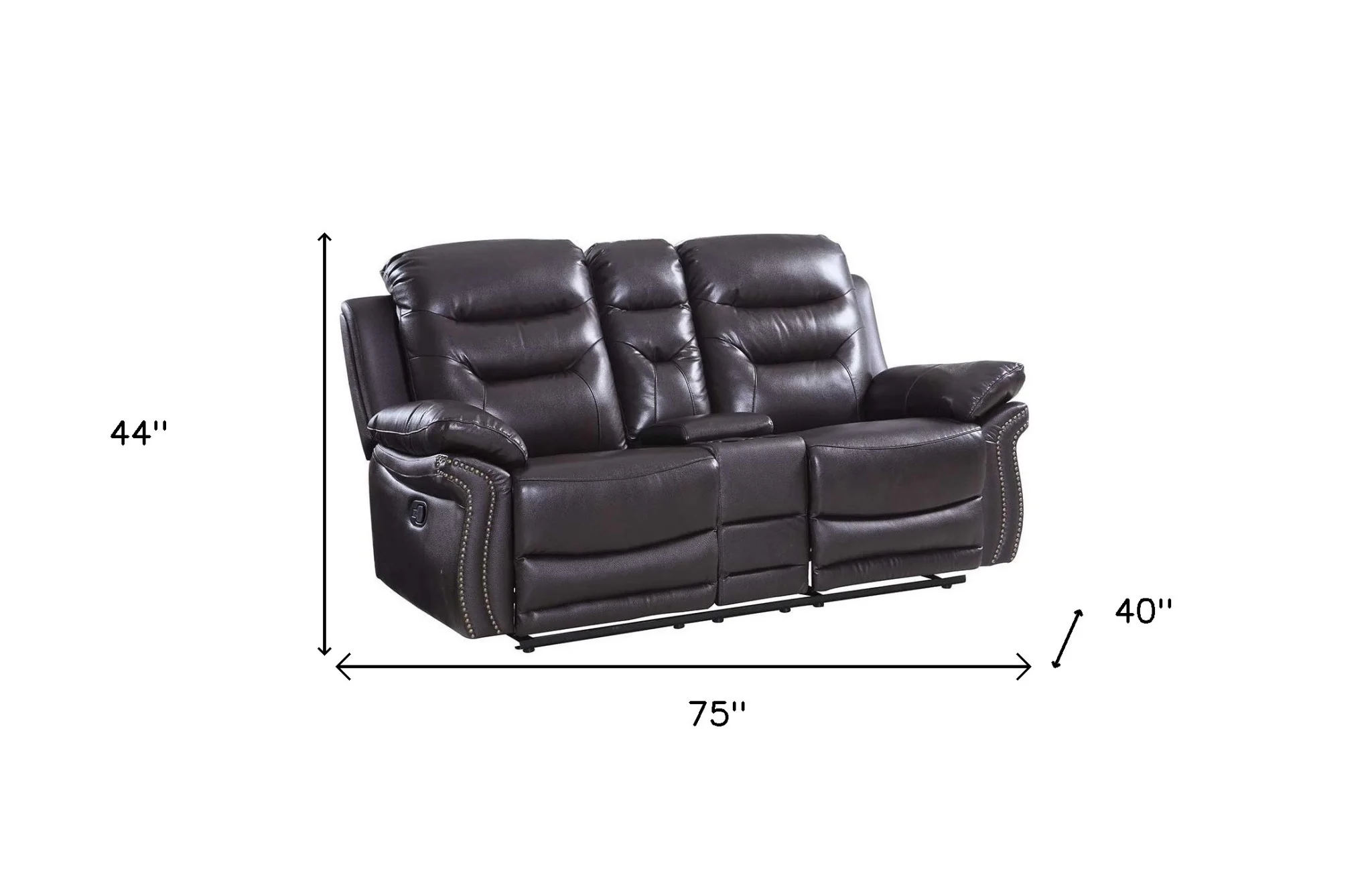 44" Comfortable Brown Leather Console Loveseat By Homeroots - Image 4