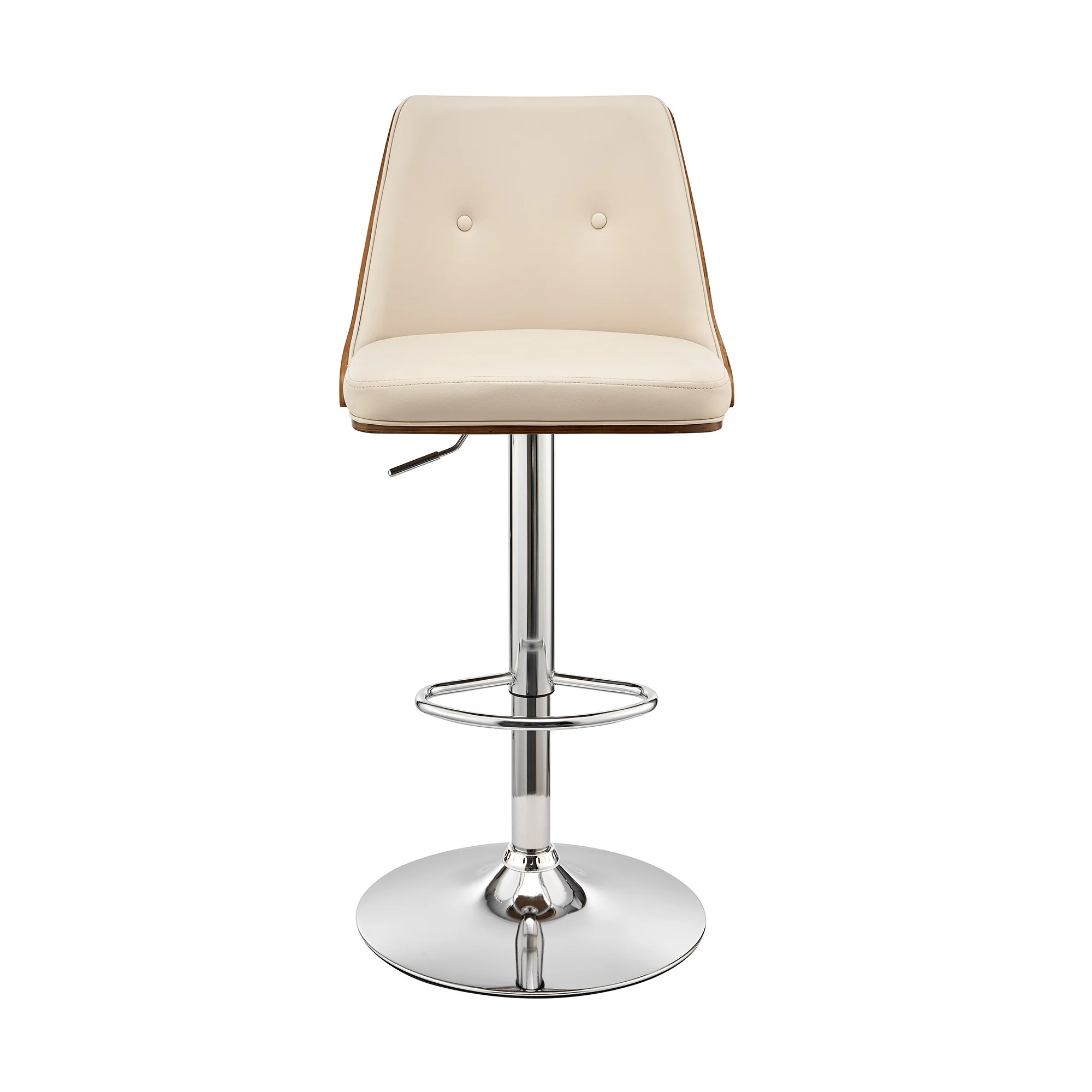 44" Cream Faux Leather And Iron Swivel Adjustable Height Bar Chair By Homeroots - Image 3