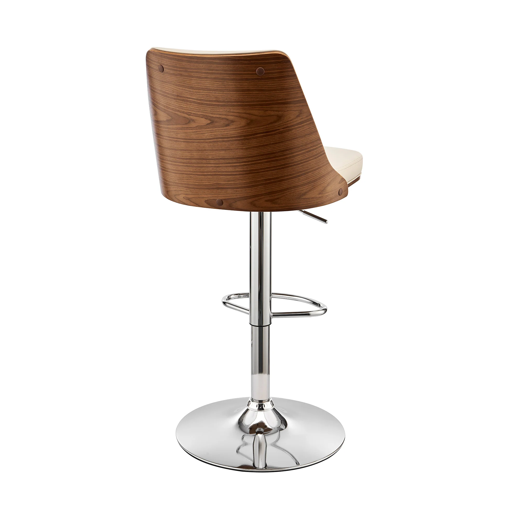 44" Cream Faux Leather And Iron Swivel Adjustable Height Bar Chair By Homeroots - Image 5