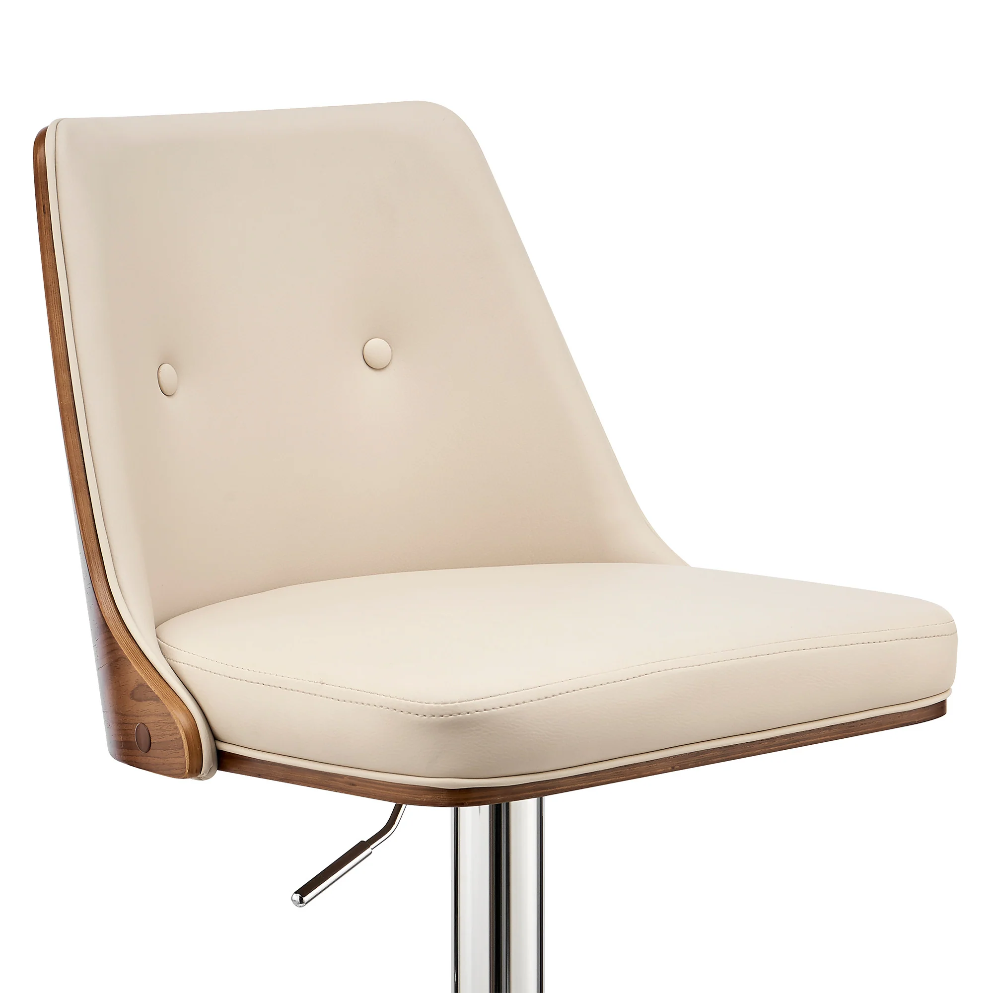 44" Cream Faux Leather And Iron Swivel Adjustable Height Bar Chair By Homeroots - Image 7