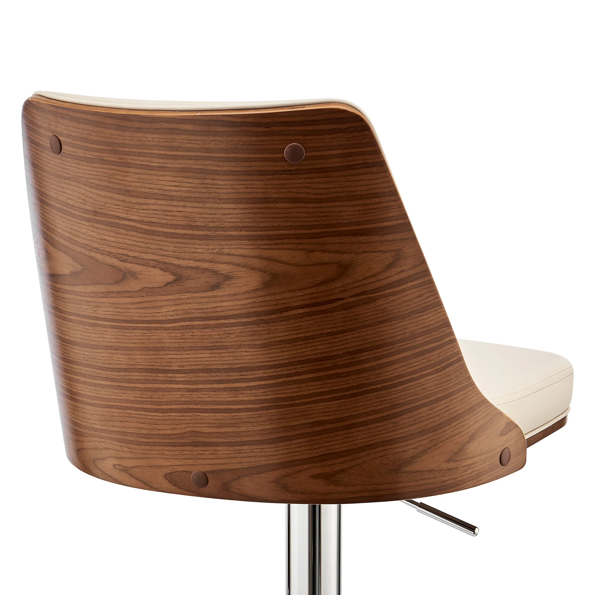 44" Cream Faux Leather And Iron Swivel Adjustable Height Bar Chair By Homeroots - Image 8