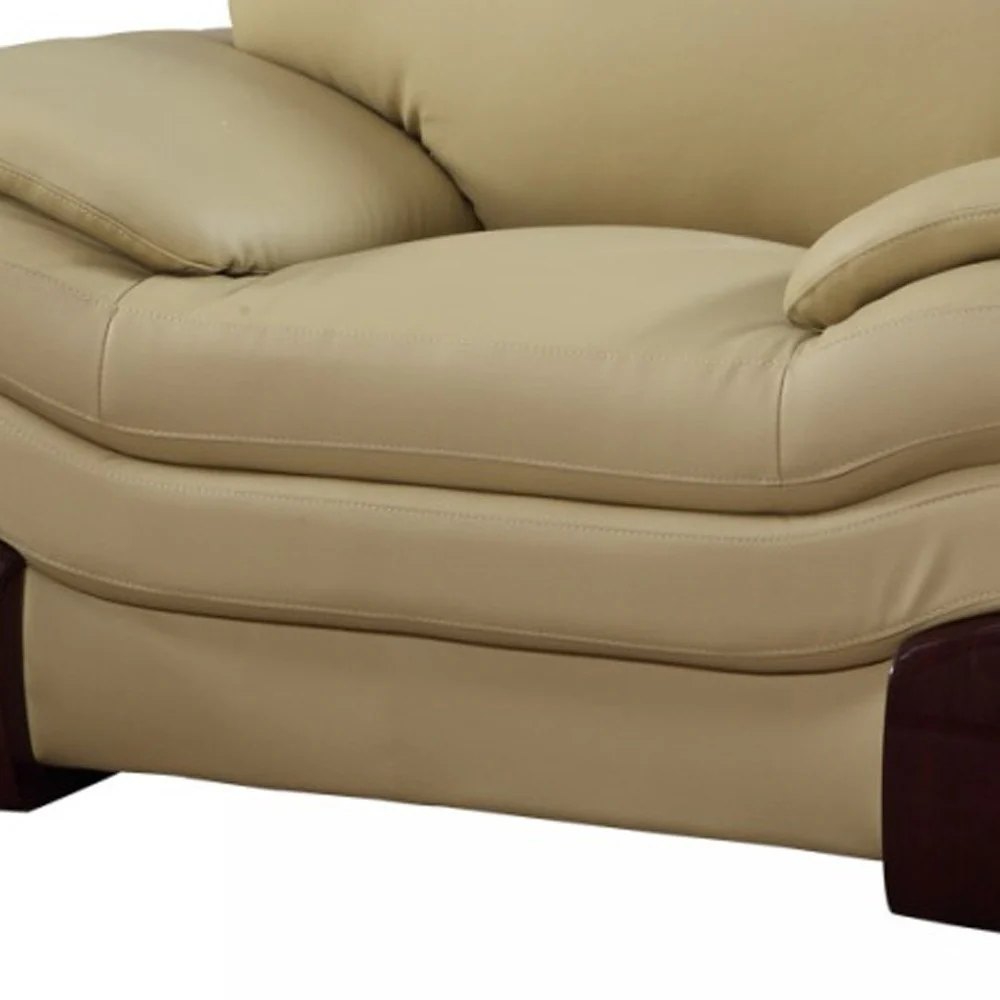 44" Dazzling Beige Leather Chair By Homeroots - Image 3