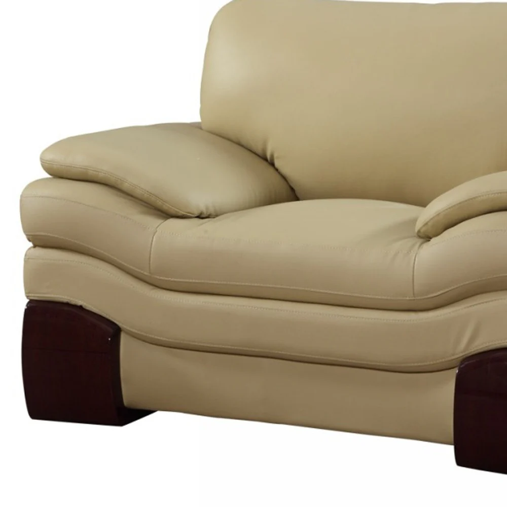 44" Dazzling Beige Leather Chair By Homeroots - Image 4