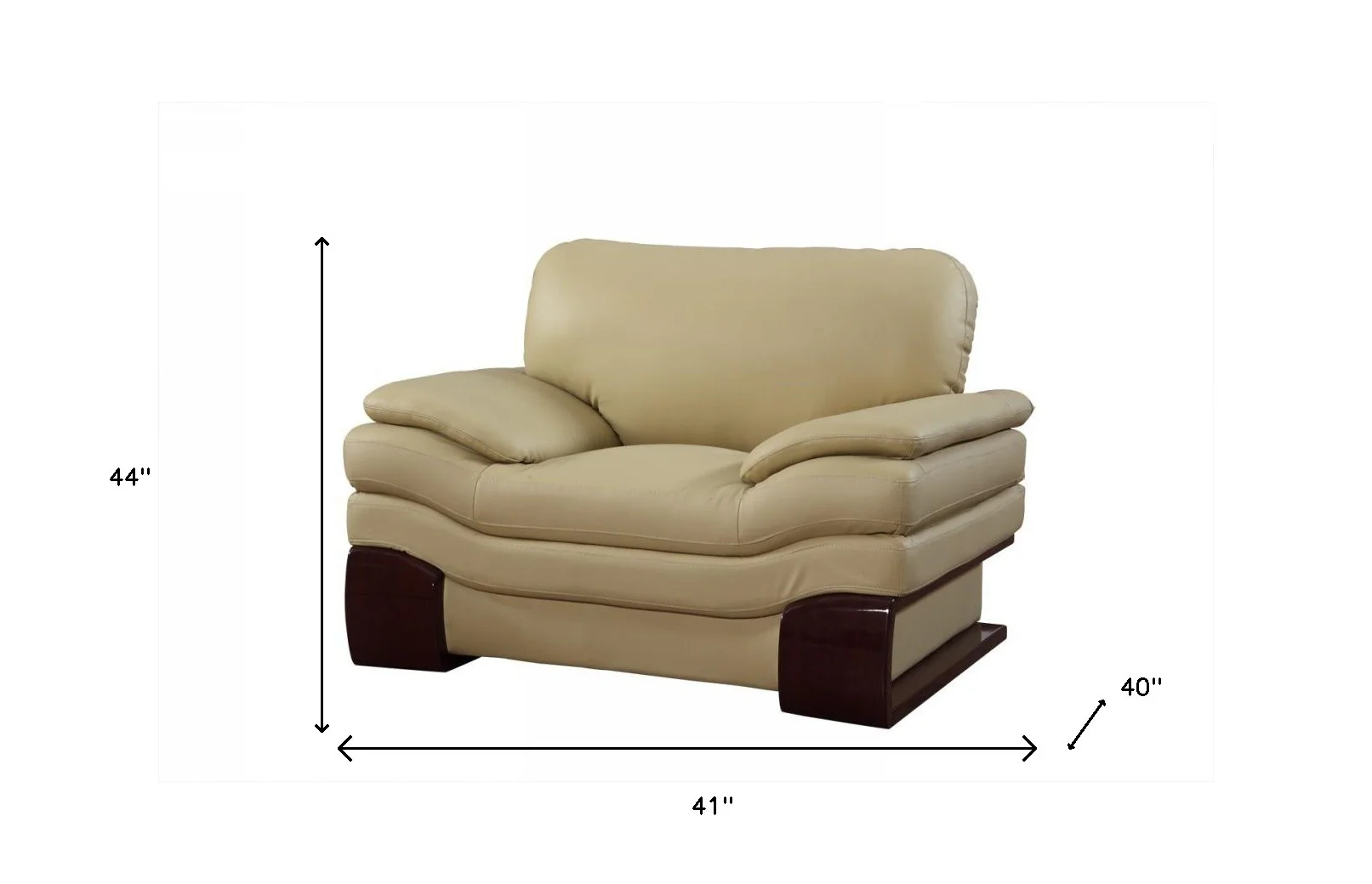 44" Dazzling Beige Leather Chair By Homeroots - Image 5