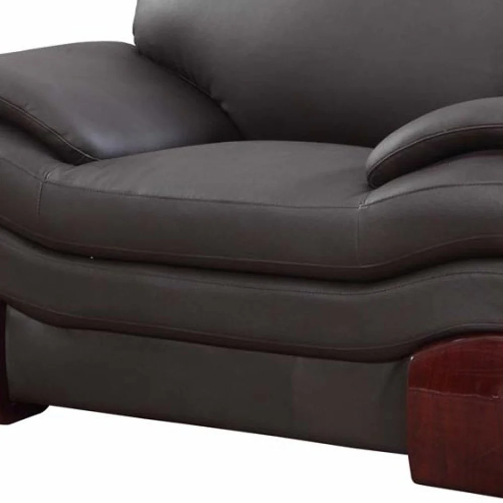 44" Dazzling Brown Leather Chair By Homeroots - Image 3