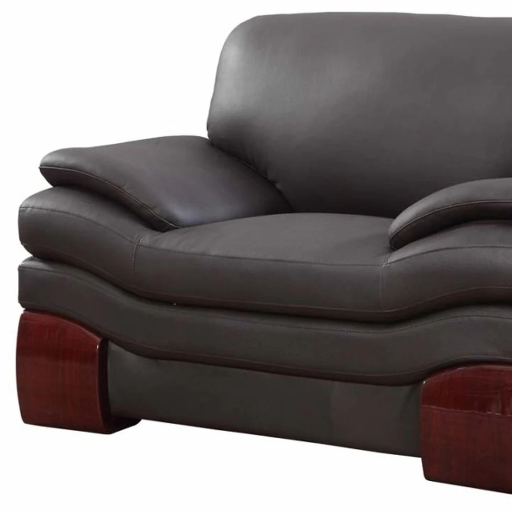 44" Dazzling Brown Leather Chair By Homeroots - Image 4