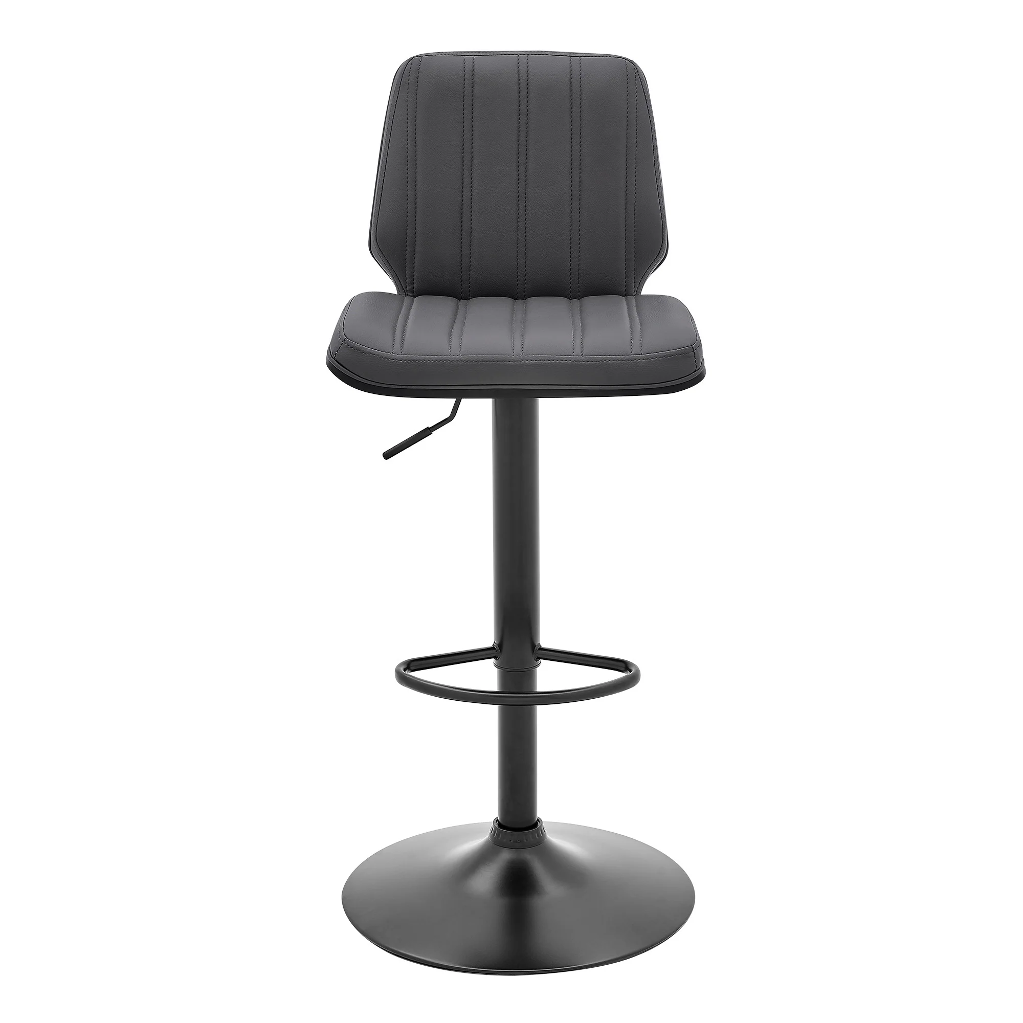 44" Gray Faux Leather And Iron Swivel Adjustable Height Bar Chair By Homeroots - Image 2