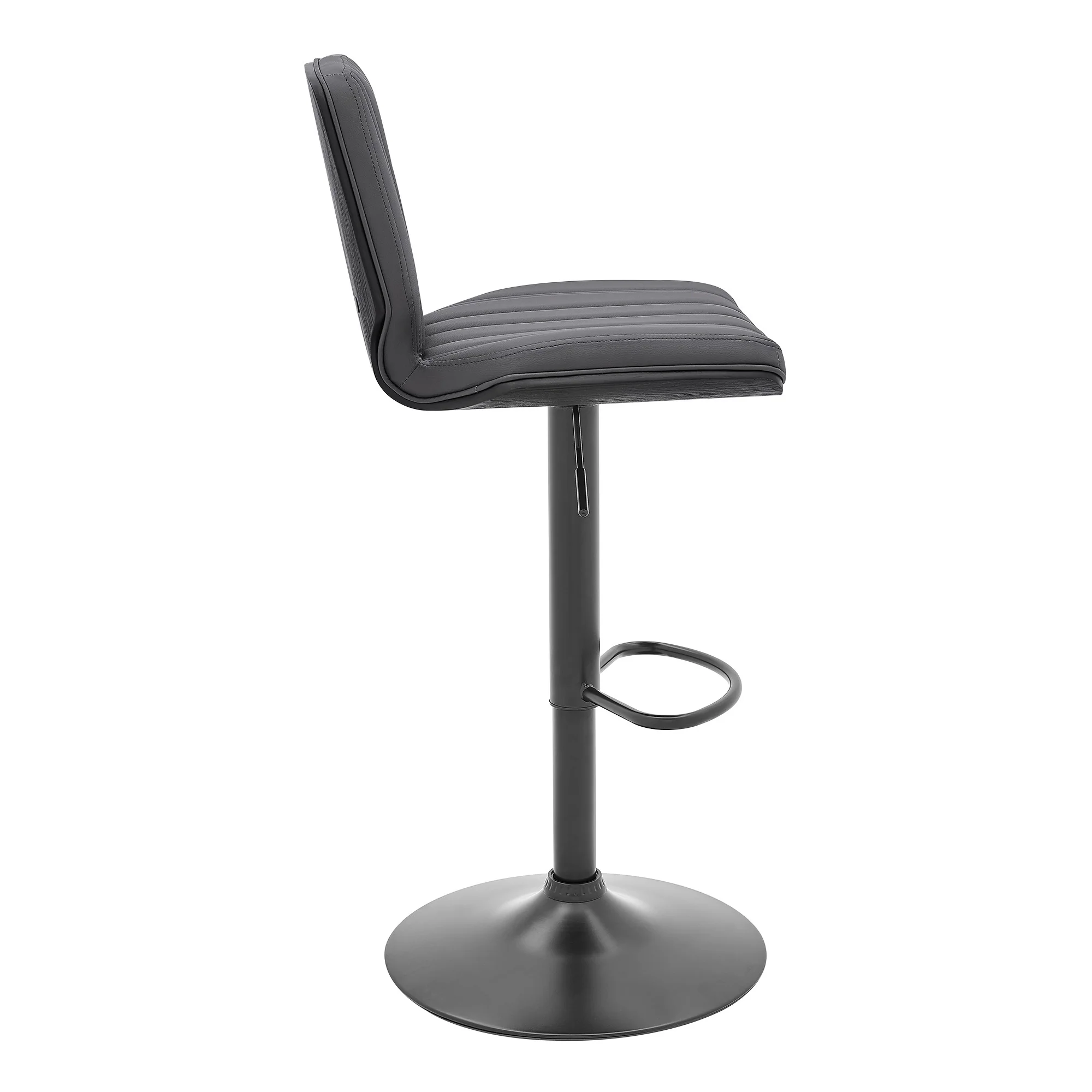 44" Gray Faux Leather And Iron Swivel Adjustable Height Bar Chair By Homeroots - Image 3