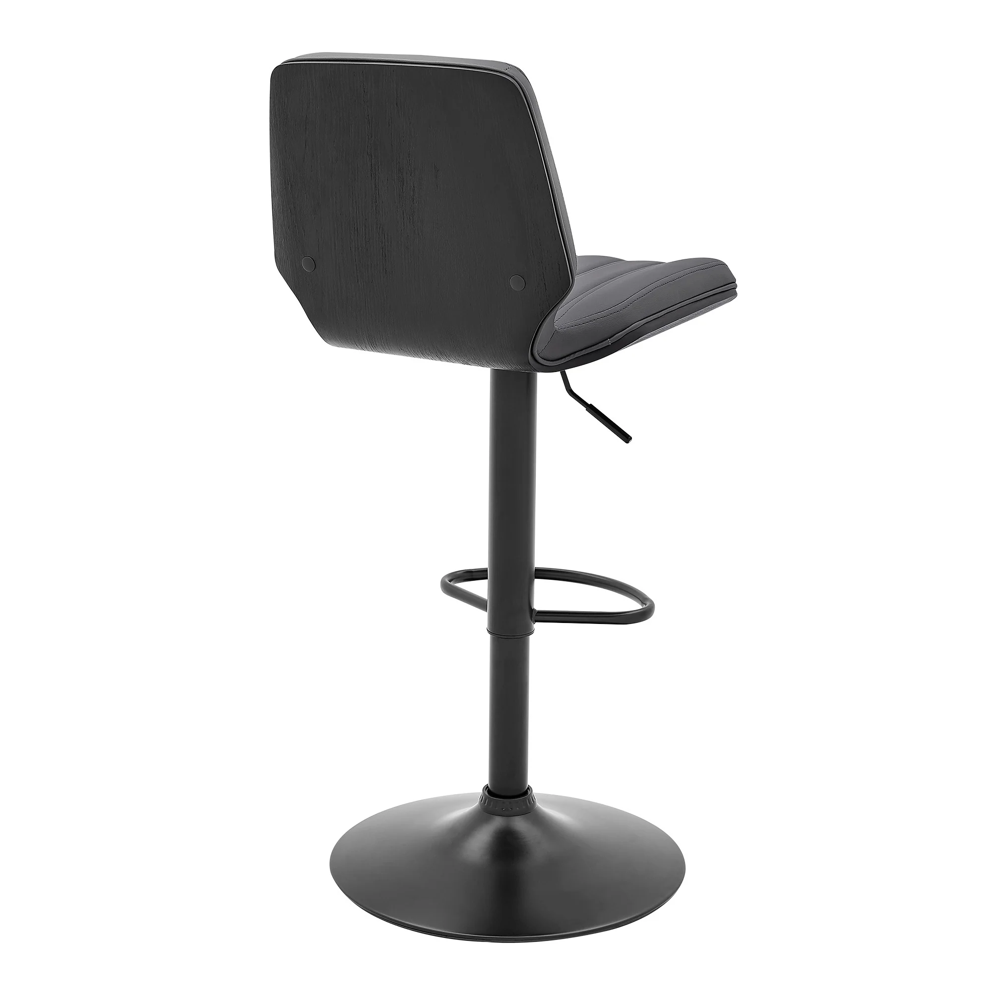 44" Gray Faux Leather And Iron Swivel Adjustable Height Bar Chair By Homeroots - Image 4
