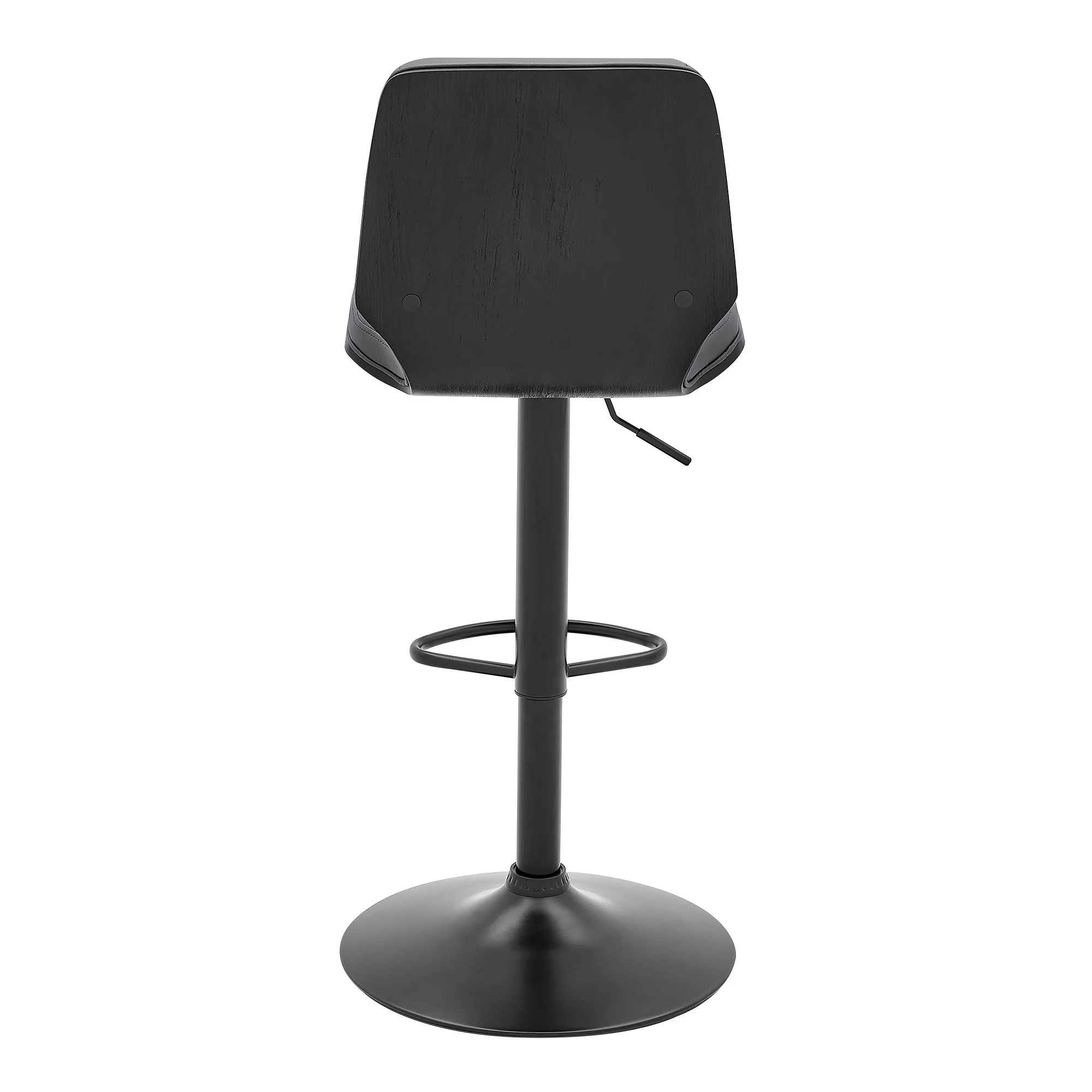 44" Gray Faux Leather And Iron Swivel Adjustable Height Bar Chair By Homeroots - Image 5