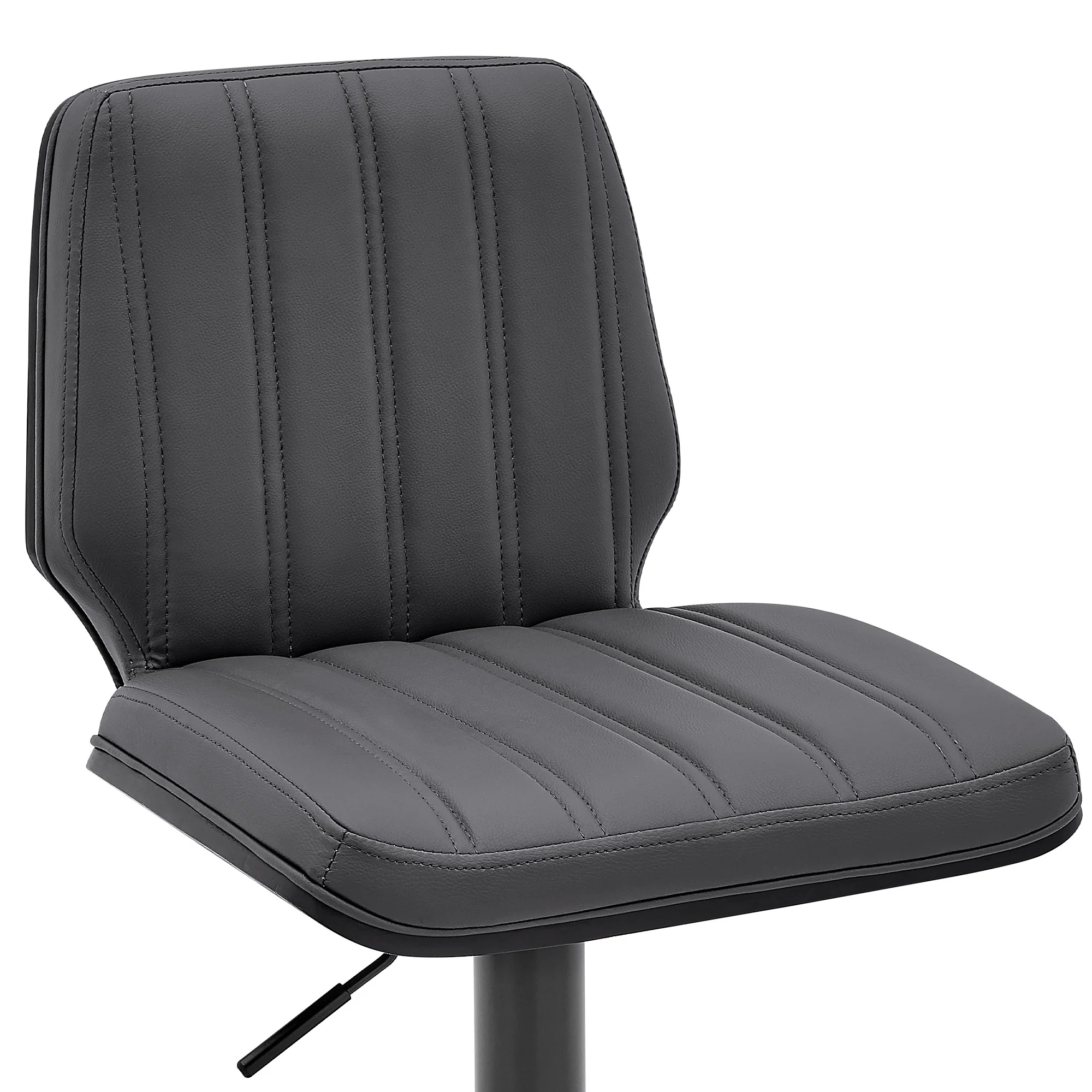 44" Gray Faux Leather And Iron Swivel Adjustable Height Bar Chair By Homeroots - Image 6