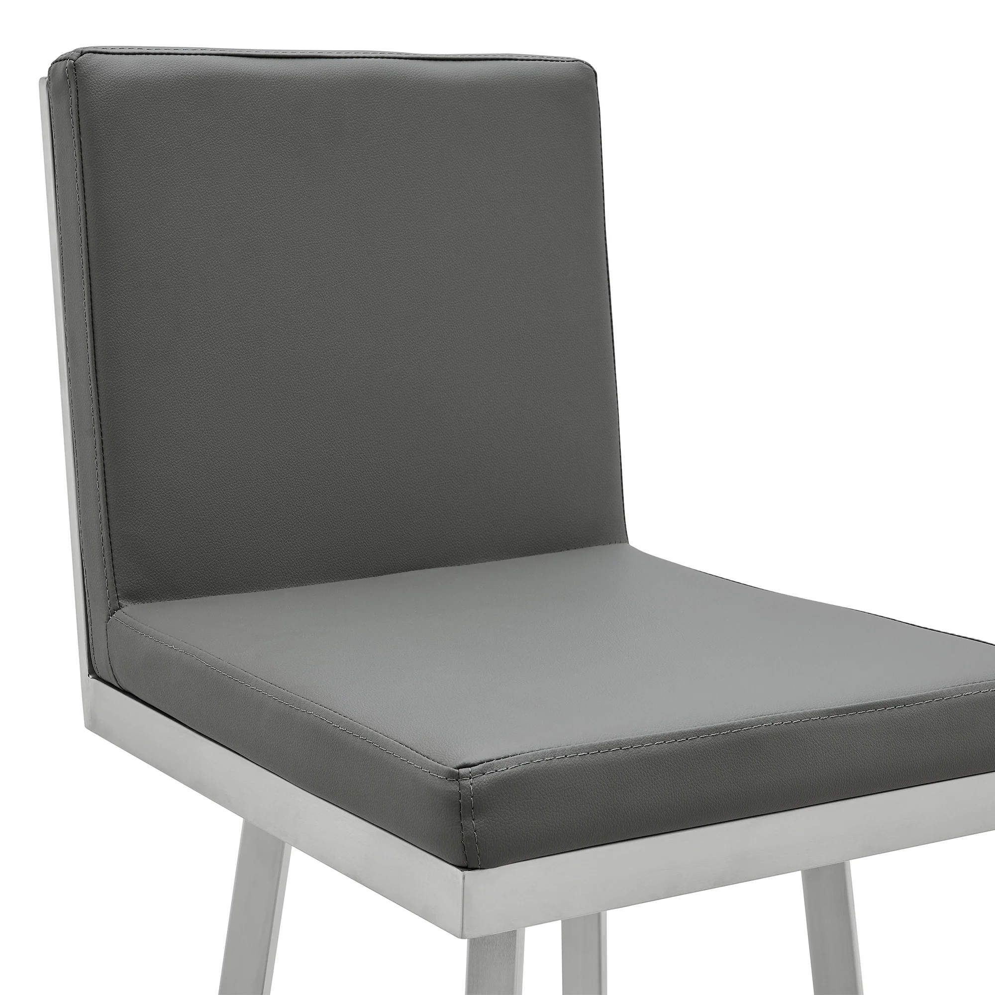 44" Gray Faux Leather And Iron Swivel Bar Height Chair By Homeroots - Image 5