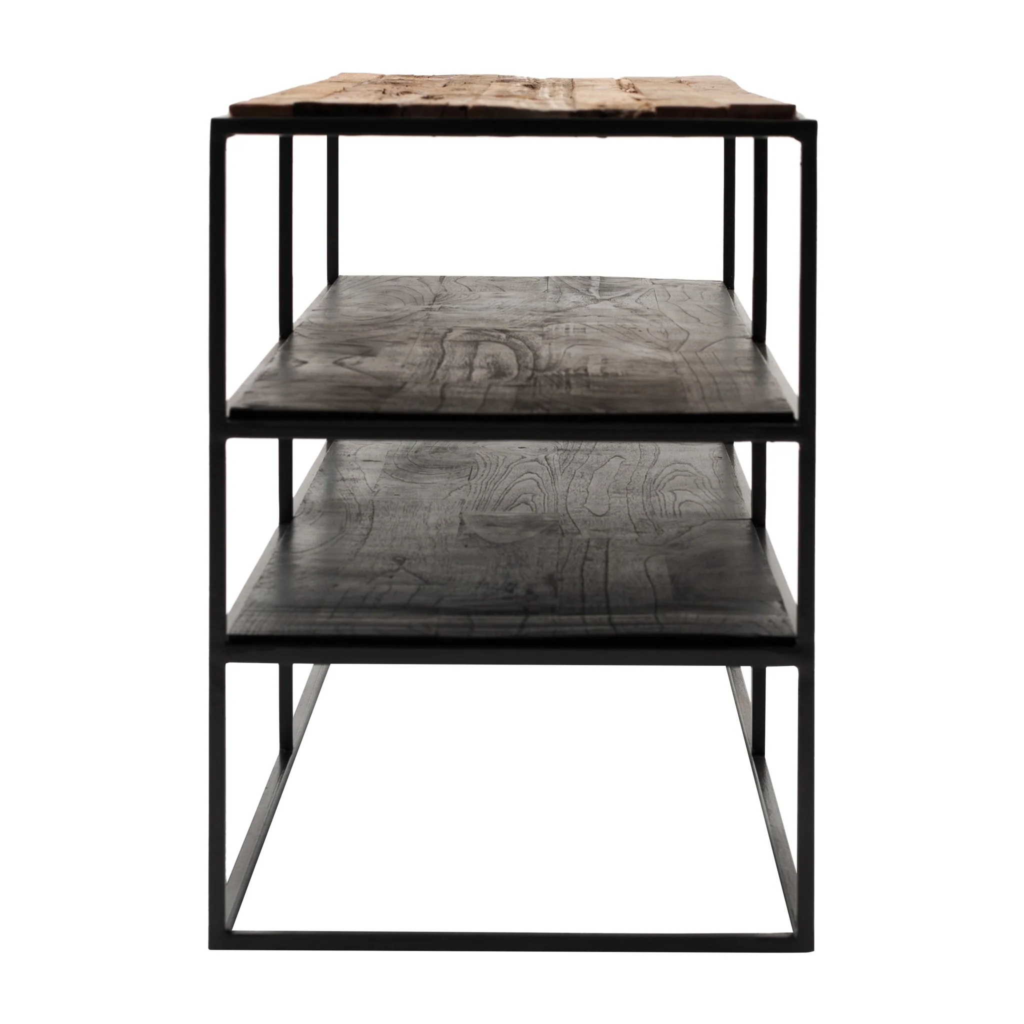 44" Modern Rustic Wood and Black Metal Open TV Stand By Homeroots - Image 4