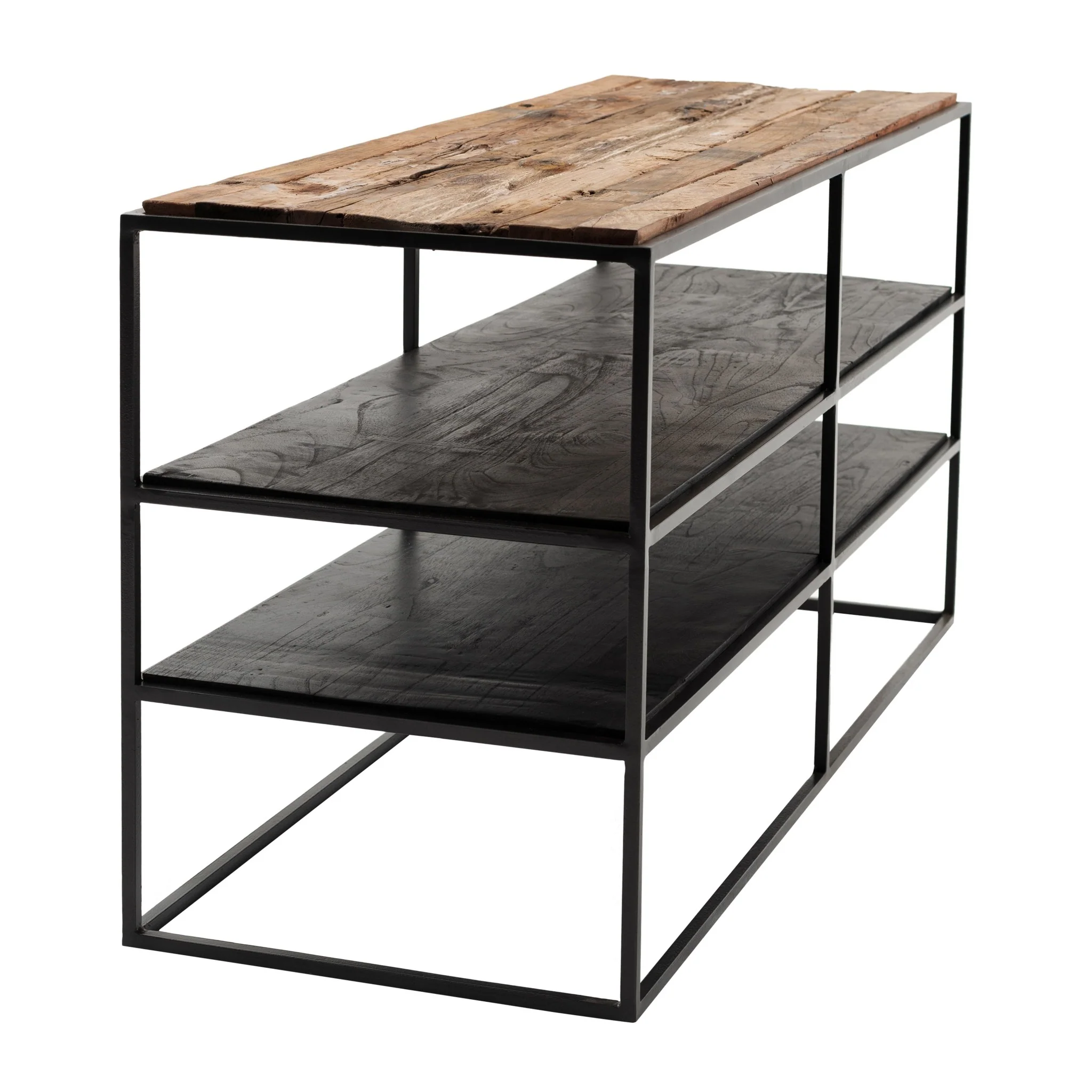 44" Modern Rustic Wood and Black Metal Open TV Stand By Homeroots - Image 5