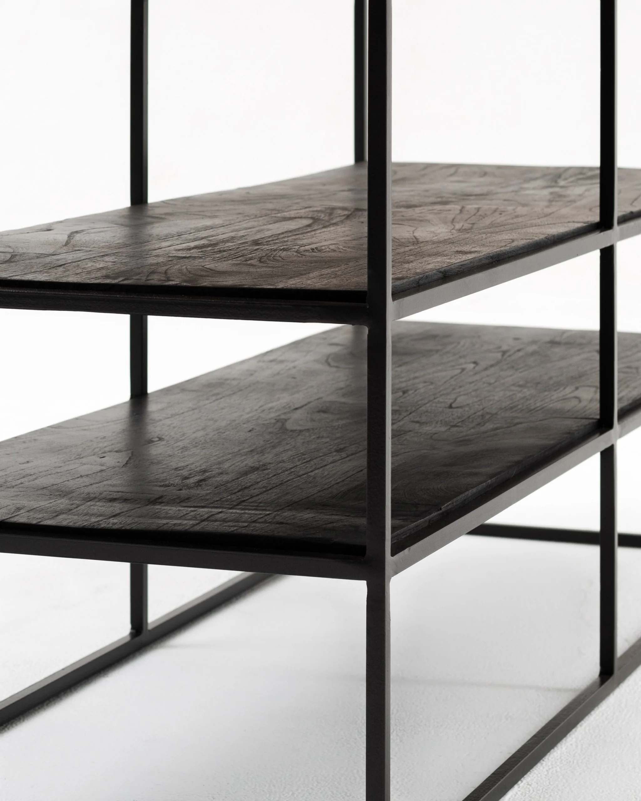 44" Modern Rustic Wood and Black Metal Open TV Stand By Homeroots - Image 9