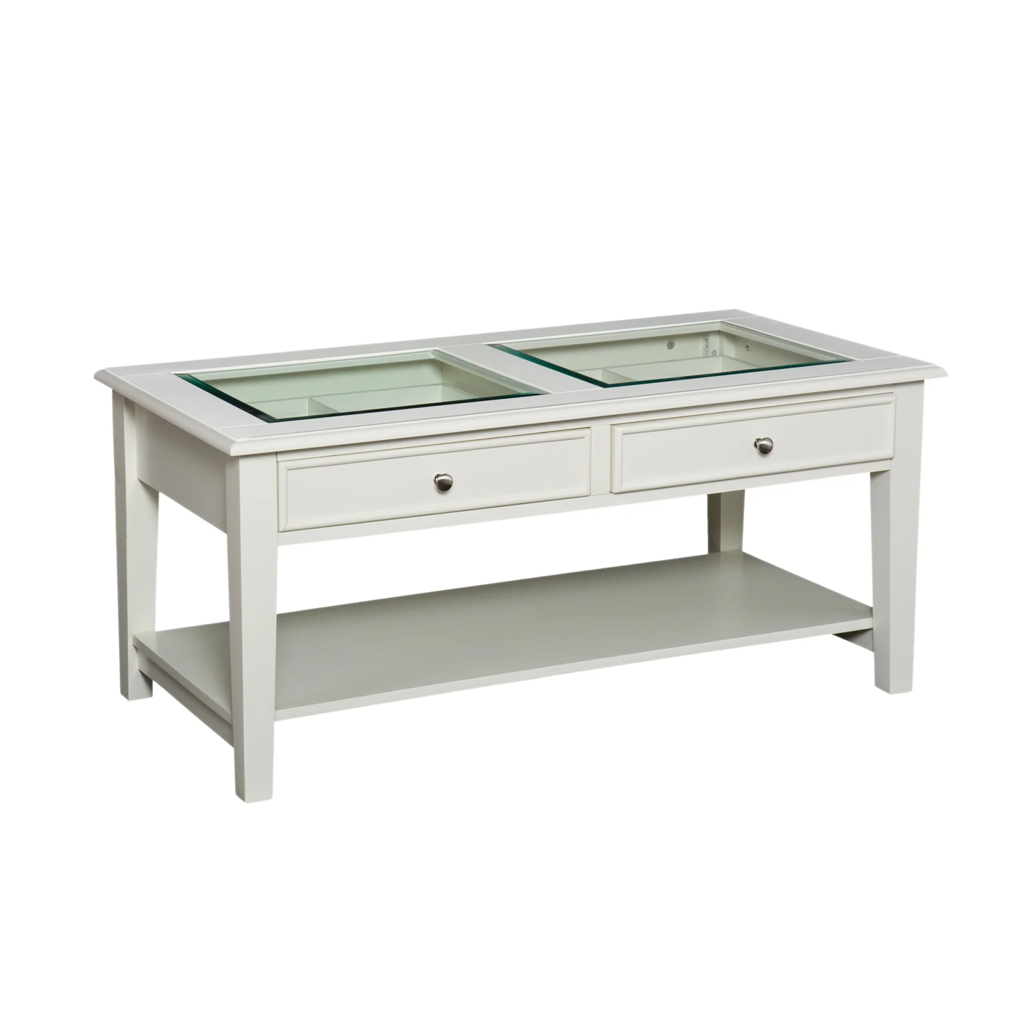 44" Off And White And Off-White Glass And Metal Rectangular Coffee Table By Homeroots - Image 3