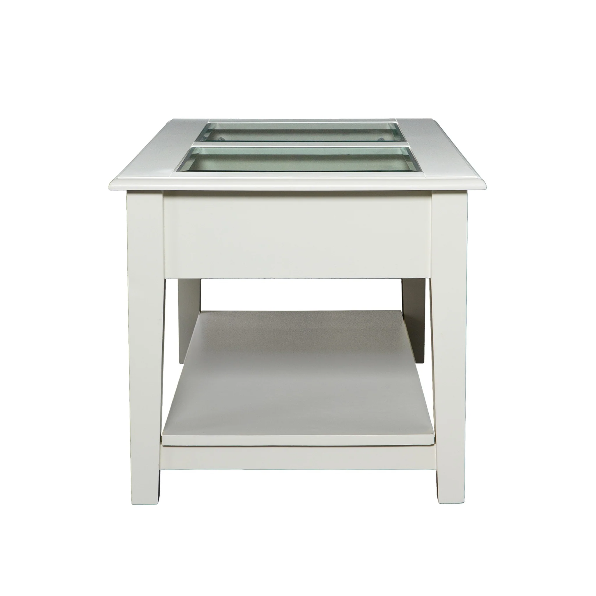 44" Off And White And Off-White Glass And Metal Rectangular Coffee Table By Homeroots - Image 4