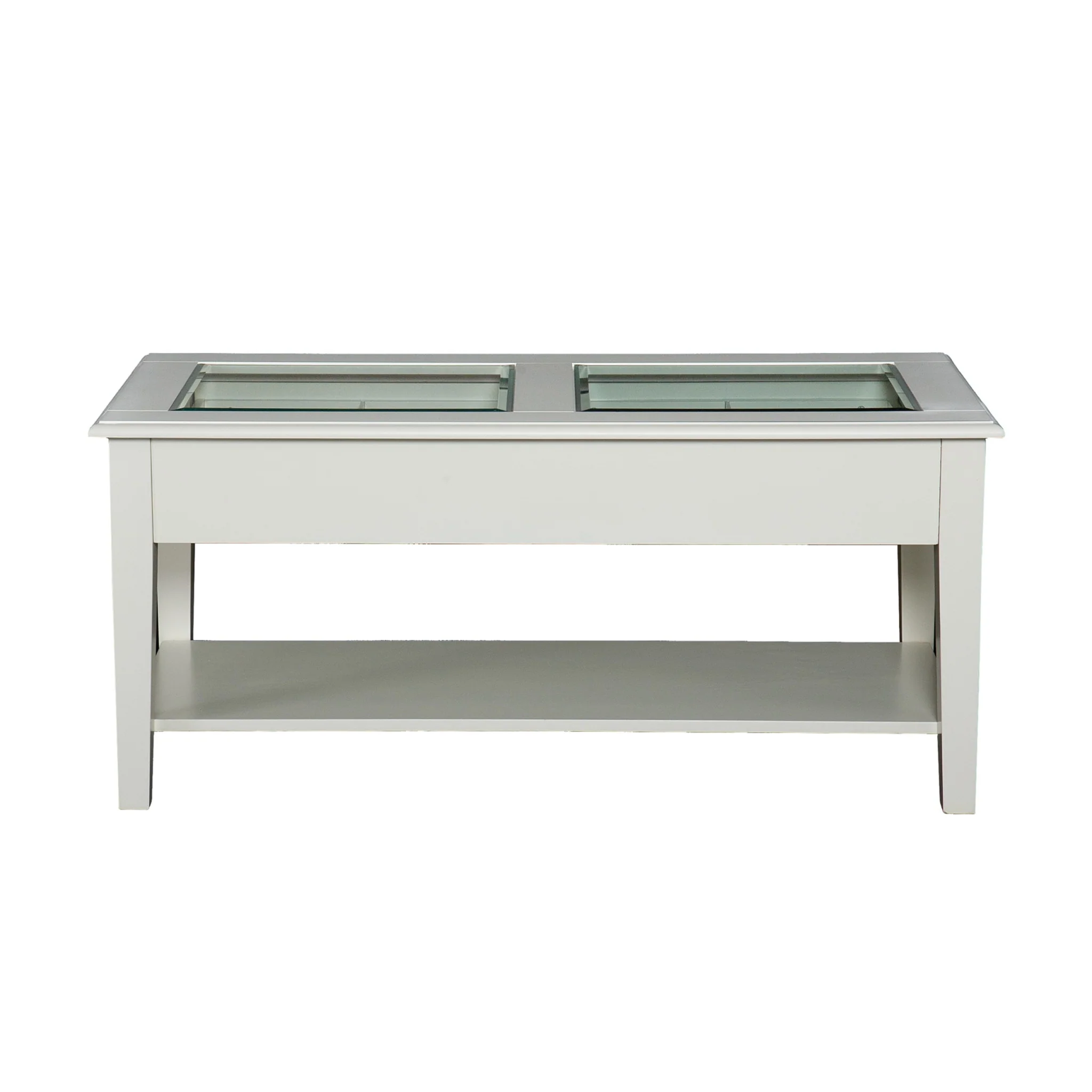 44" Off And White And Off-White Glass And Metal Rectangular Coffee Table By Homeroots - Image 5