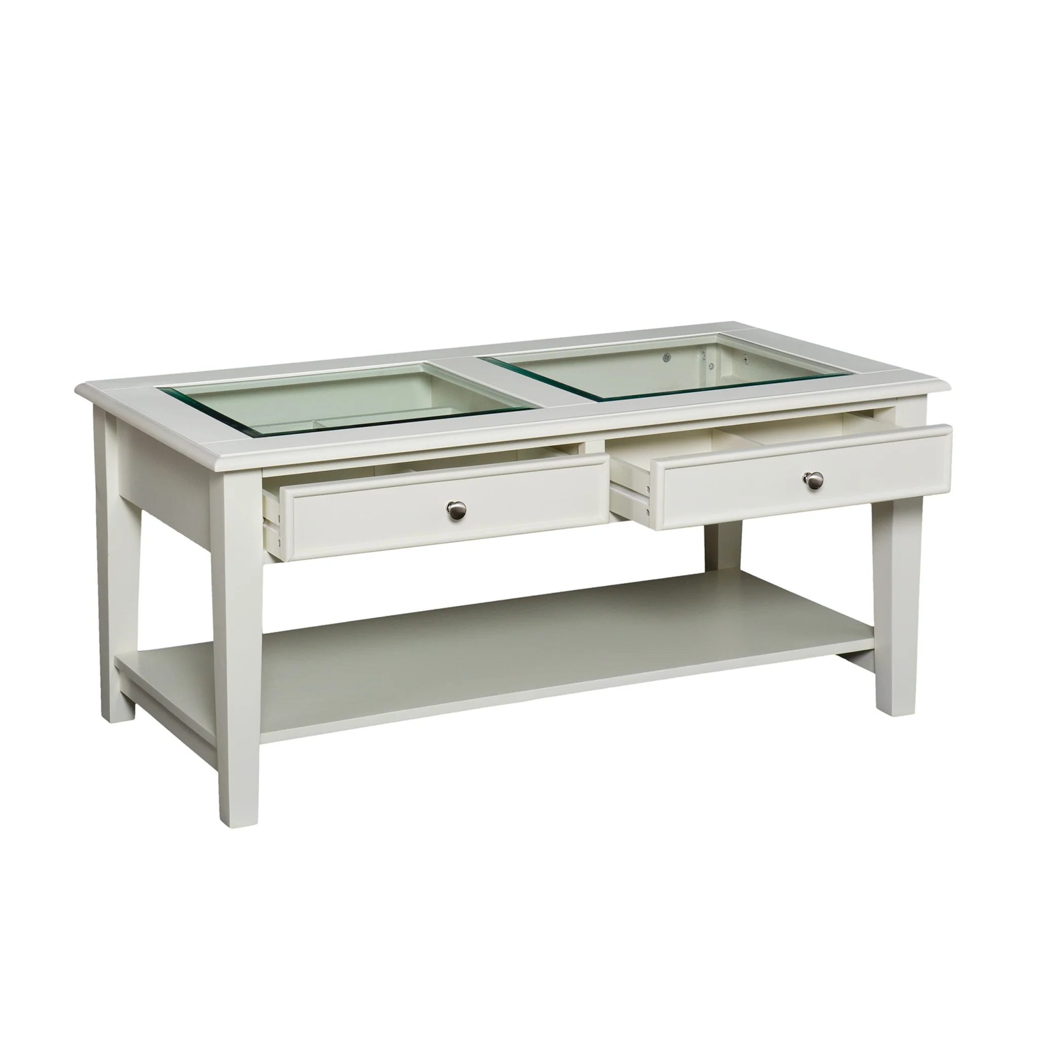 44" Off And White And Off-White Glass And Metal Rectangular Coffee Table By Homeroots - Image 7