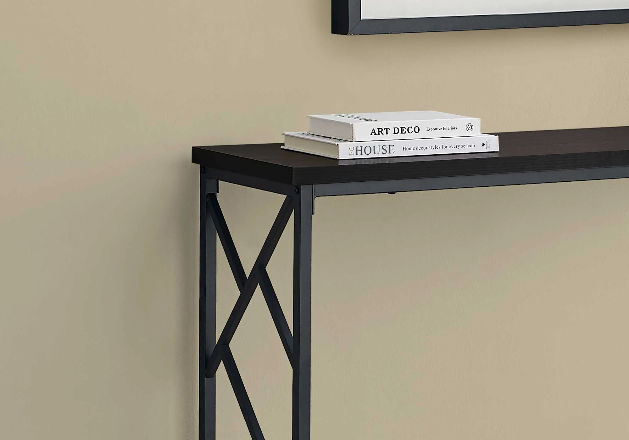 44" Rectangular GreywithBlack Metal Hall Console Accent Table By Homeroots - Image 10