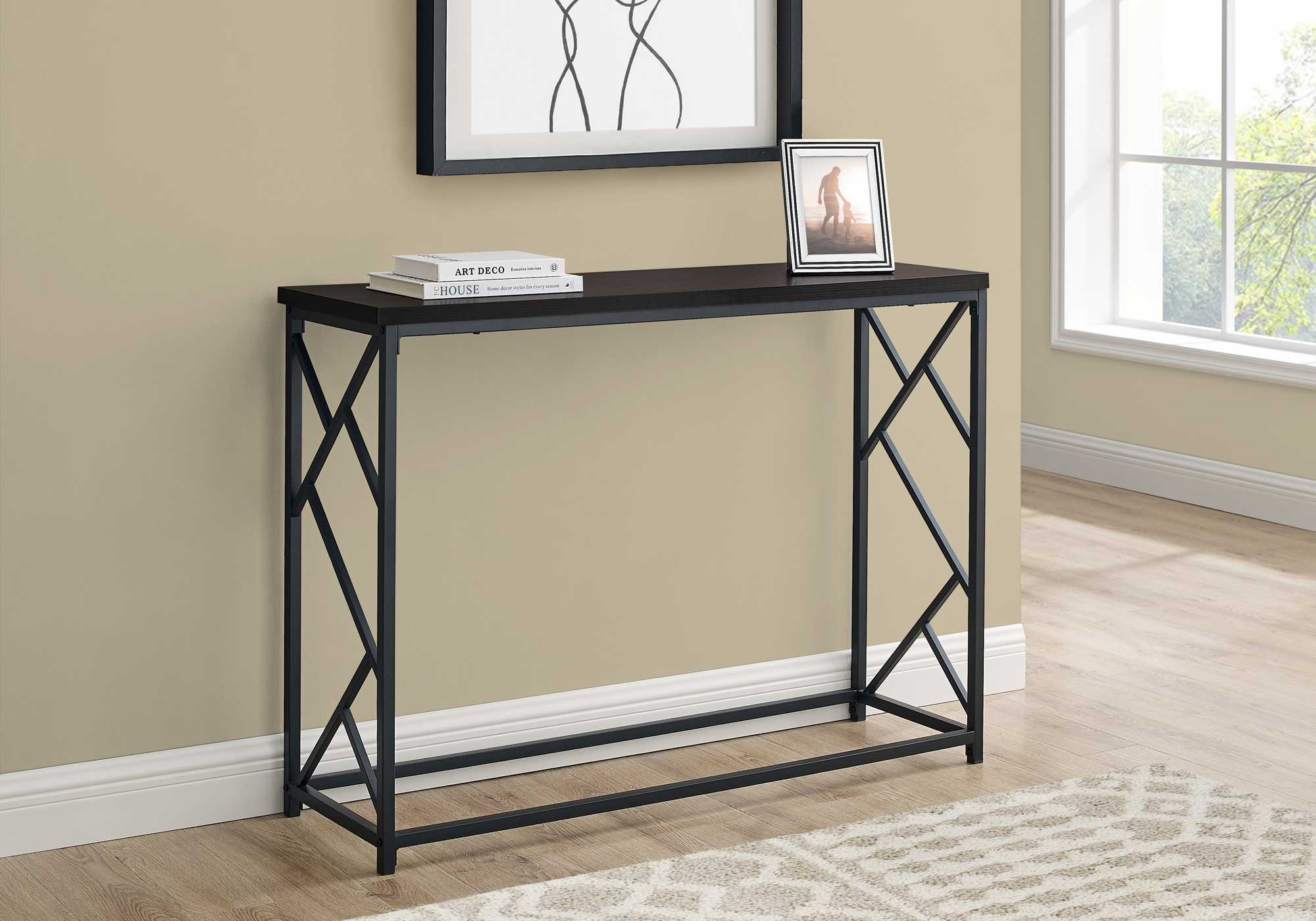 44" Rectangular GreywithBlack Metal Hall Console Accent Table By Homeroots - Image 11