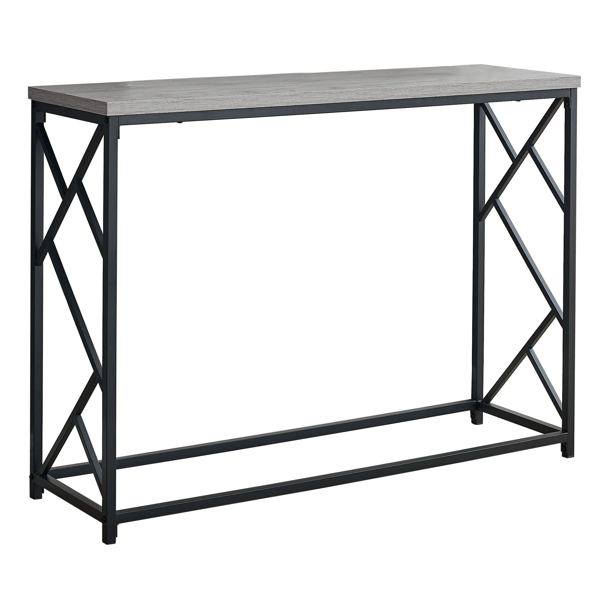 44" Rectangular GreywithBlack Metal Hall Console Accent Table By Homeroots - Image 2