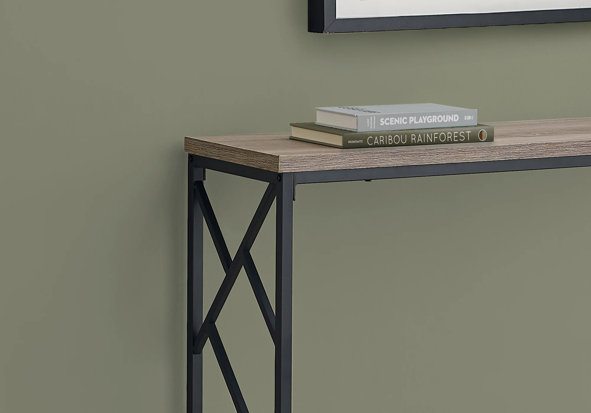 44" Rectangular GreywithBlack Metal Hall Console Accent Table By Homeroots - Image 6