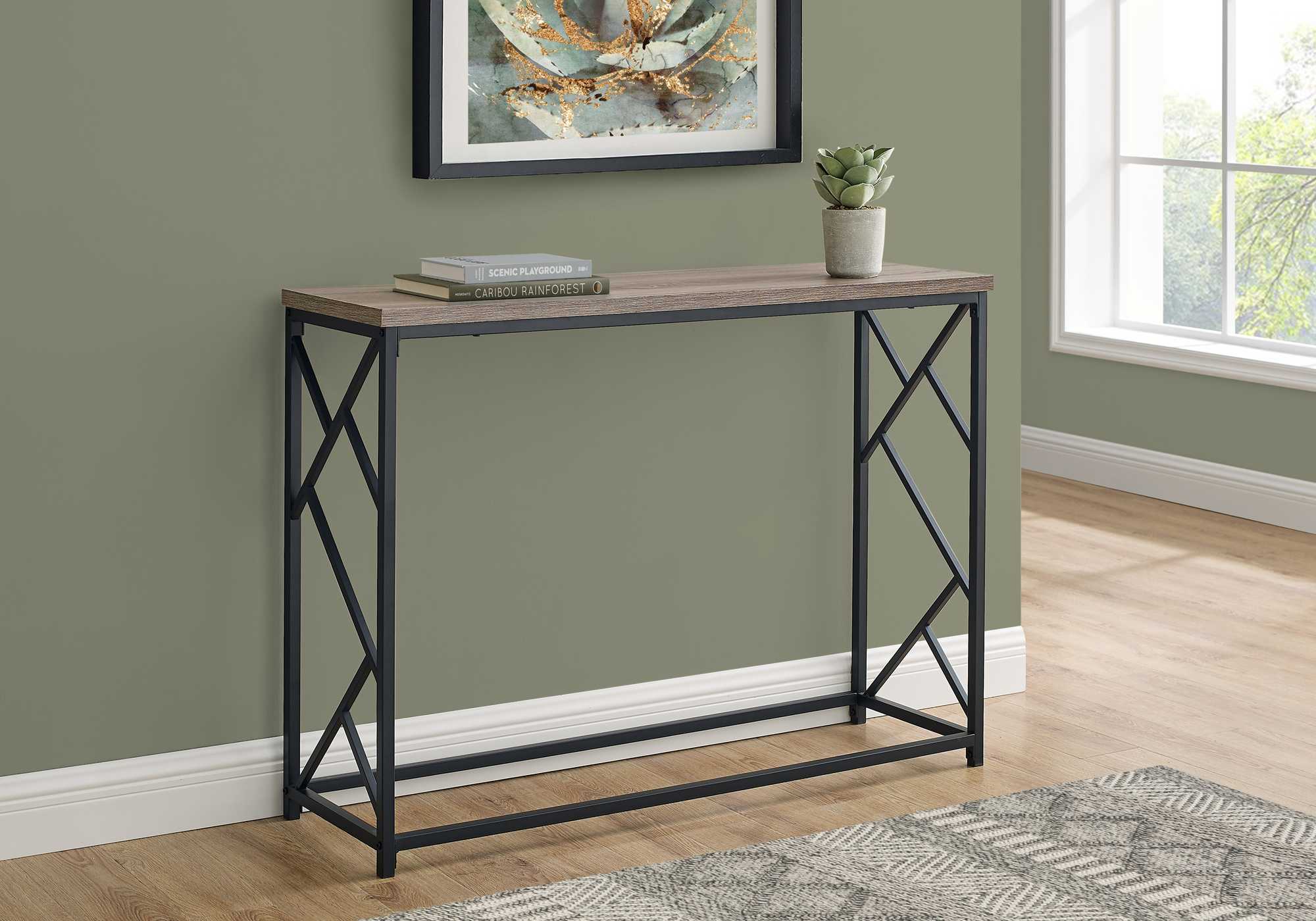 44" Rectangular GreywithBlack Metal Hall Console Accent Table By Homeroots - Image 7
