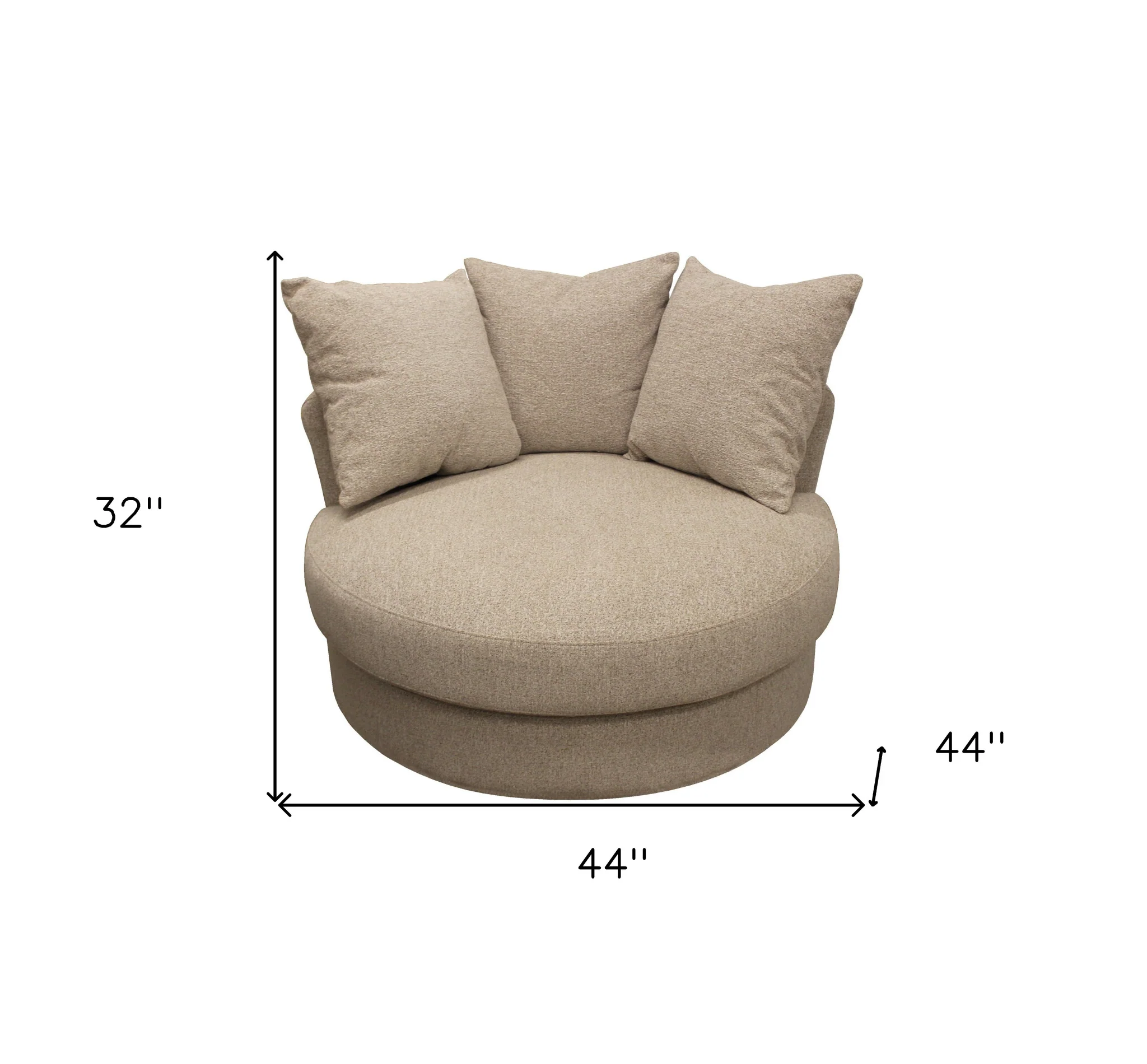 44" Sand Linen Solid Color Swivel Barrel Chair By Homeroots - Image 5