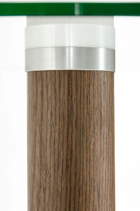 44' Veneer Glass and Steel Round Bar Table By Homeroots - Image 3