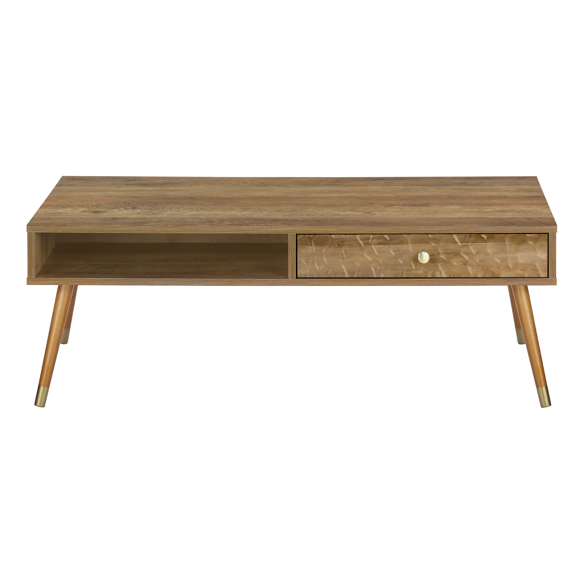 44" Walnut Rectangular Coffee Table With Drawer And Shelf By Homeroots - Image 2
