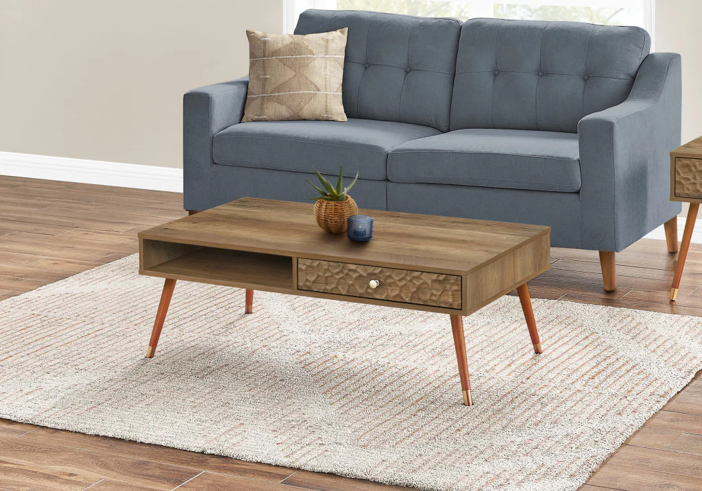 44" Walnut Rectangular Coffee Table With Drawer And Shelf By Homeroots - Image 7