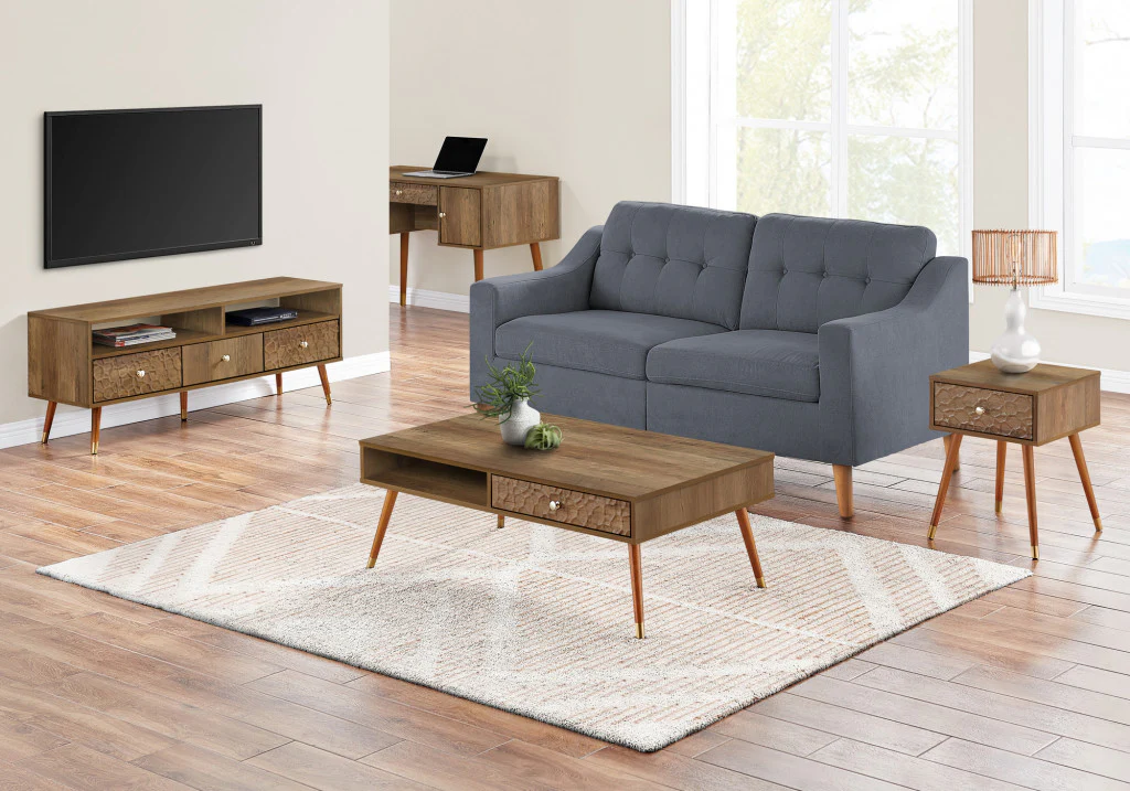 44" Walnut Rectangular Coffee Table With Drawer And Shelf By Homeroots - Image 8
