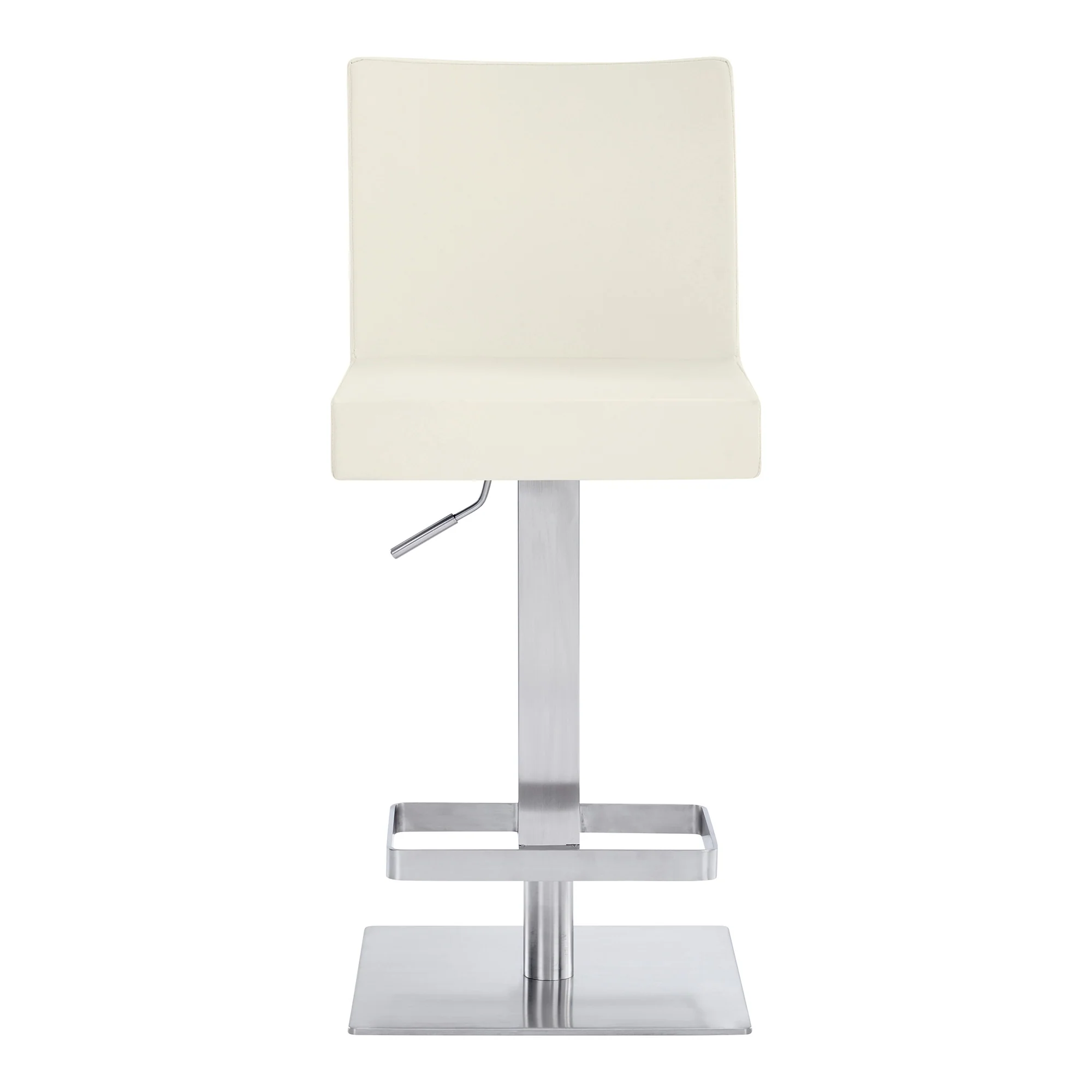 44" White Faux Leather And Iron Swivel Adjustable Height Bar Chair By Homeroots - Image 2