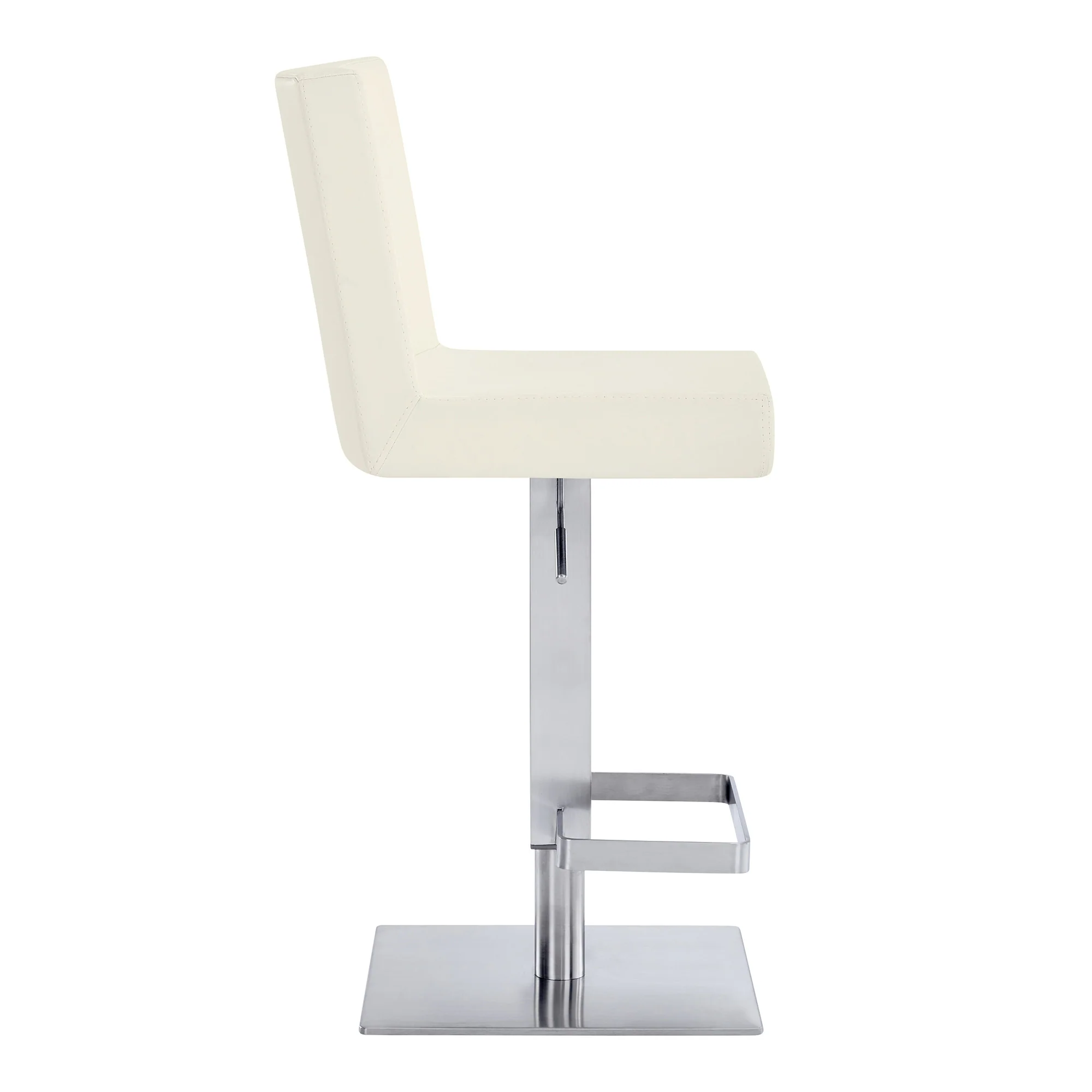 44" White Faux Leather And Iron Swivel Adjustable Height Bar Chair By Homeroots - Image 4