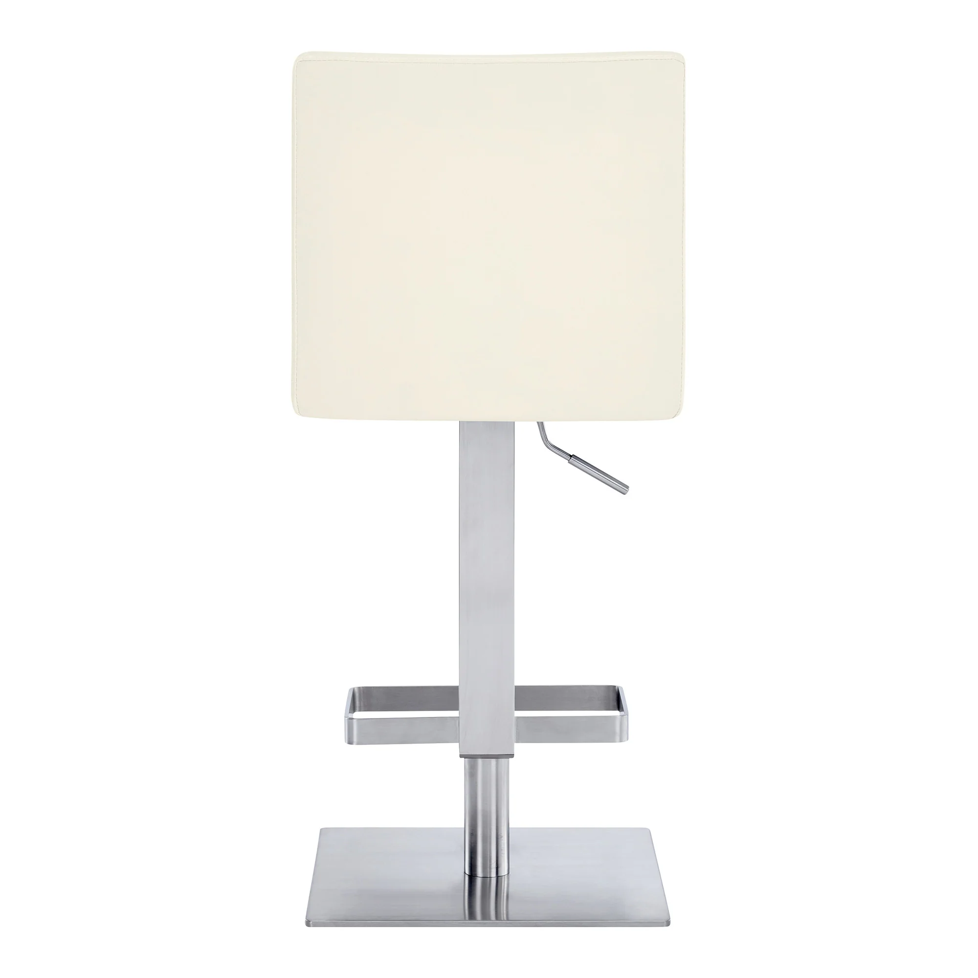 44" White Faux Leather And Iron Swivel Adjustable Height Bar Chair By Homeroots - Image 5