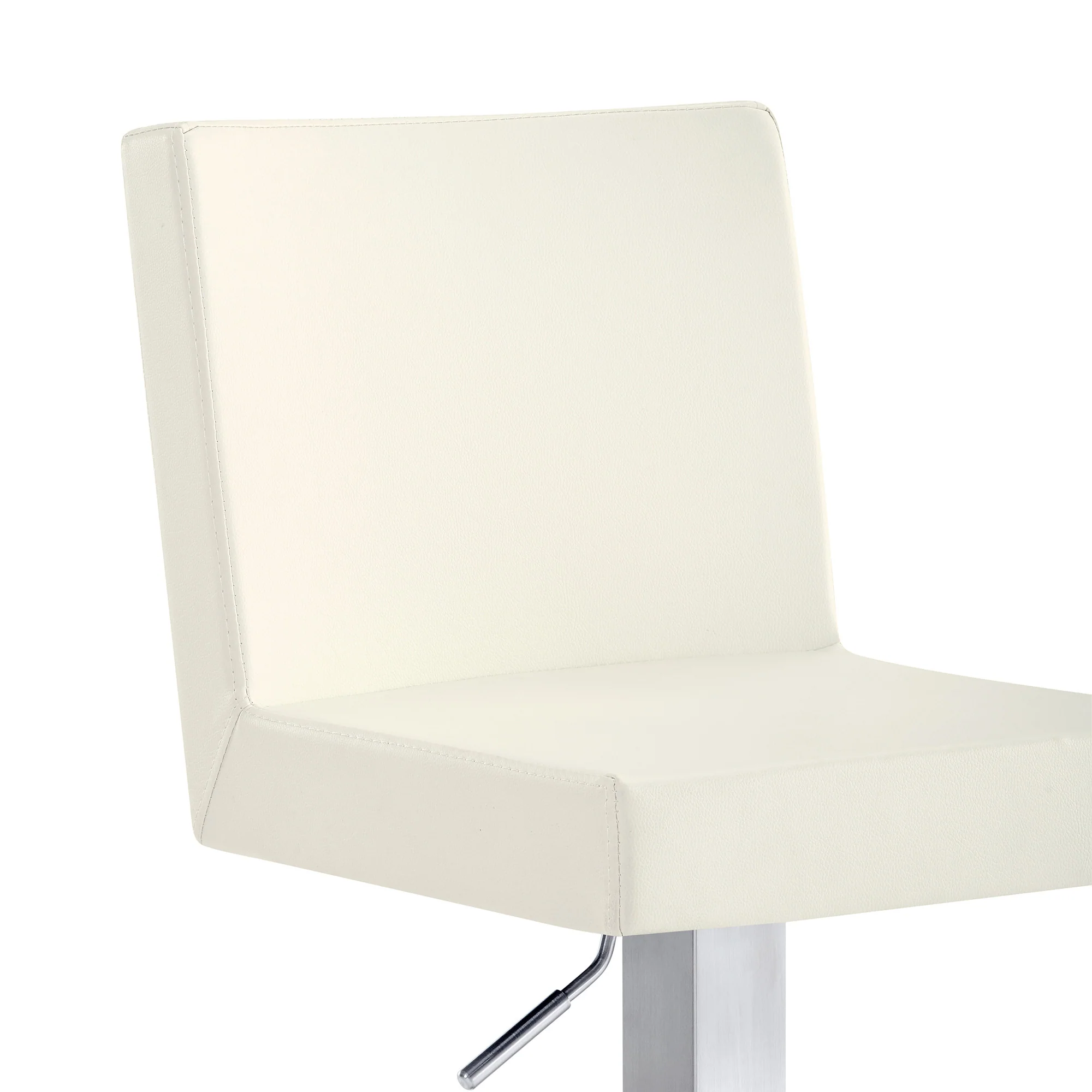 44" White Faux Leather And Iron Swivel Adjustable Height Bar Chair By Homeroots - Image 6