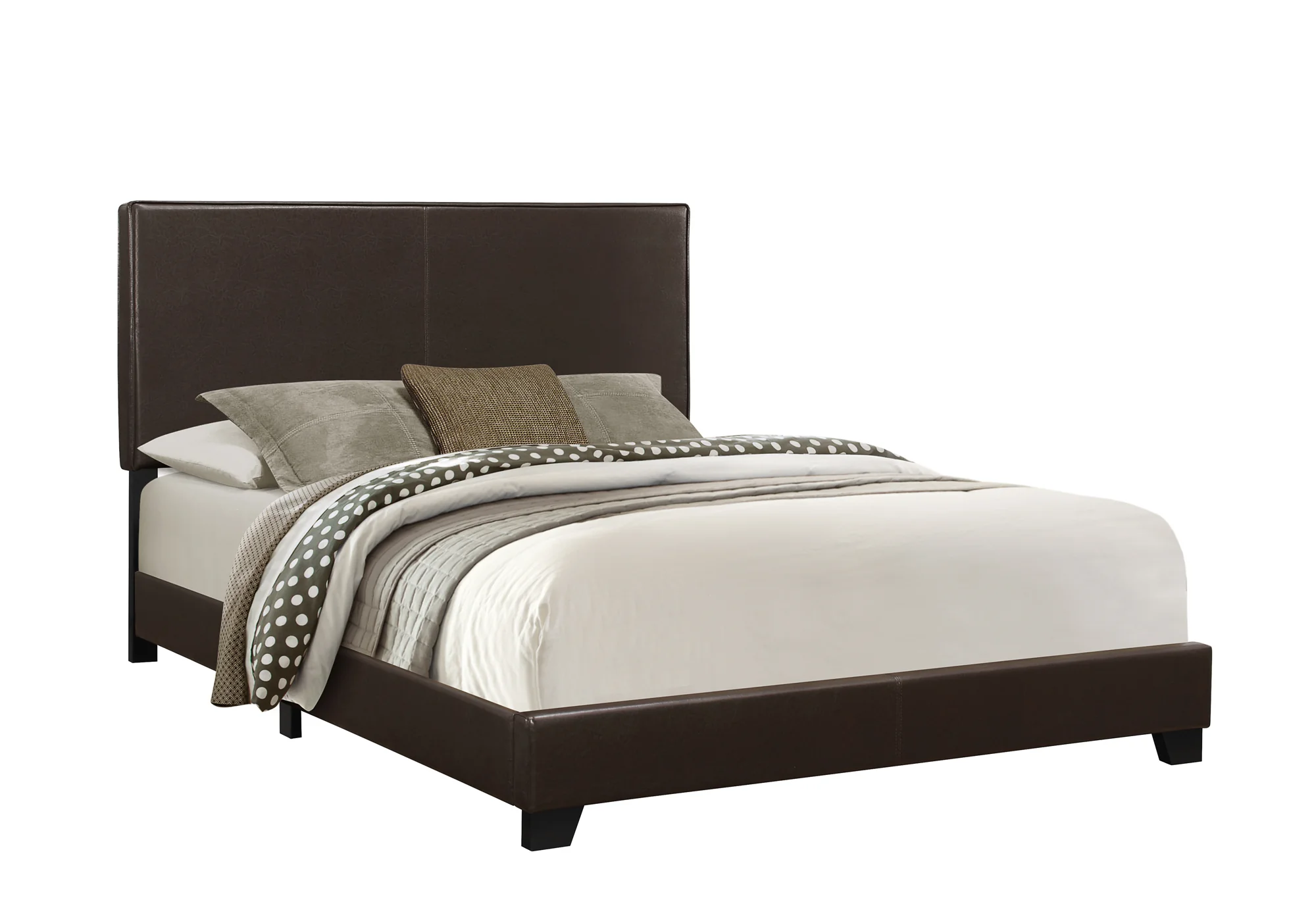 45.75" Solid Wood Mdf And Foam Queen Size Bed With Leather Look By Homeroots - Image 2