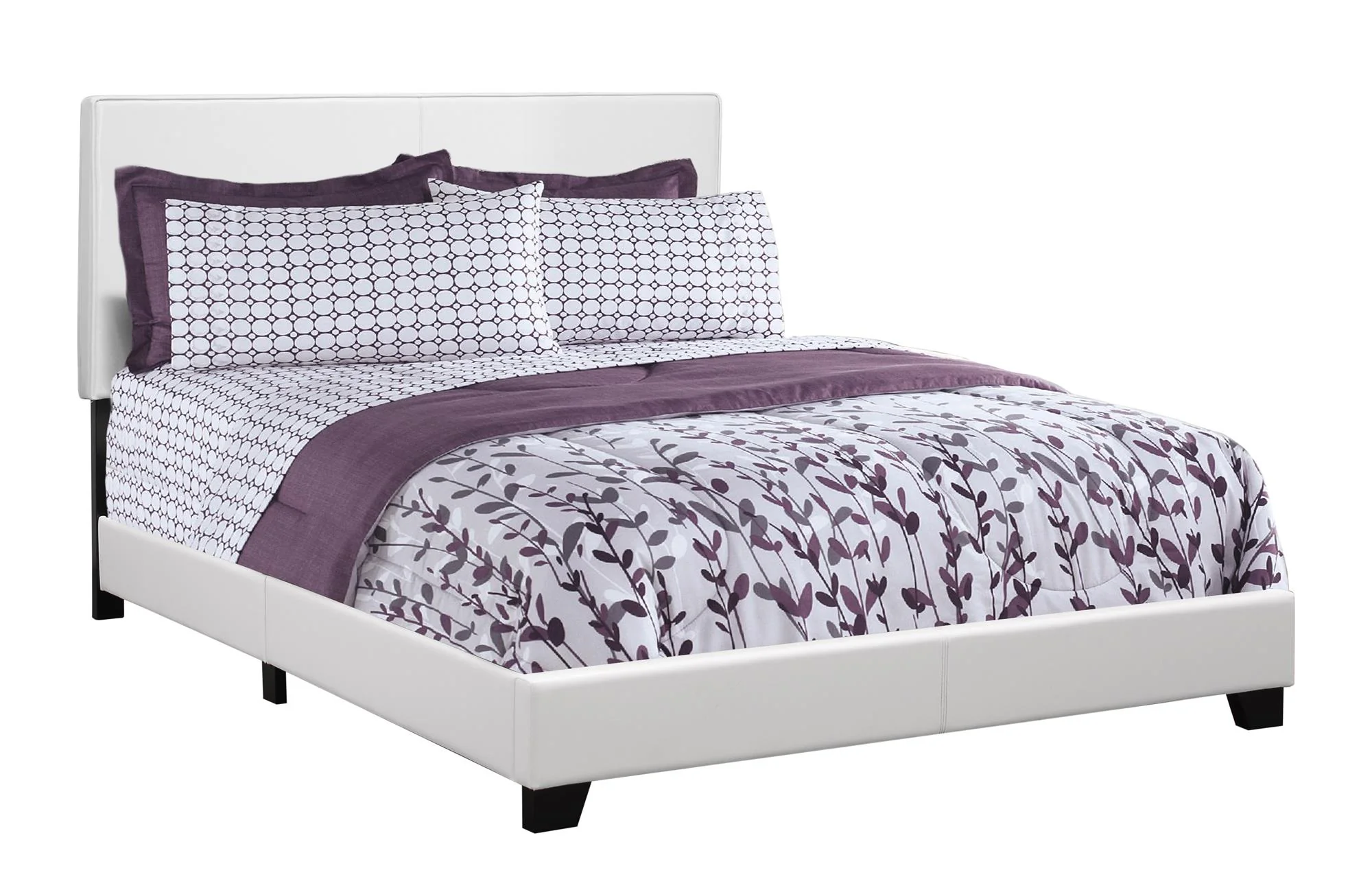 45.75" White Solid Wood Mdf And Foam Queen Size Bed With Leather Look By Homeroots - Image 2