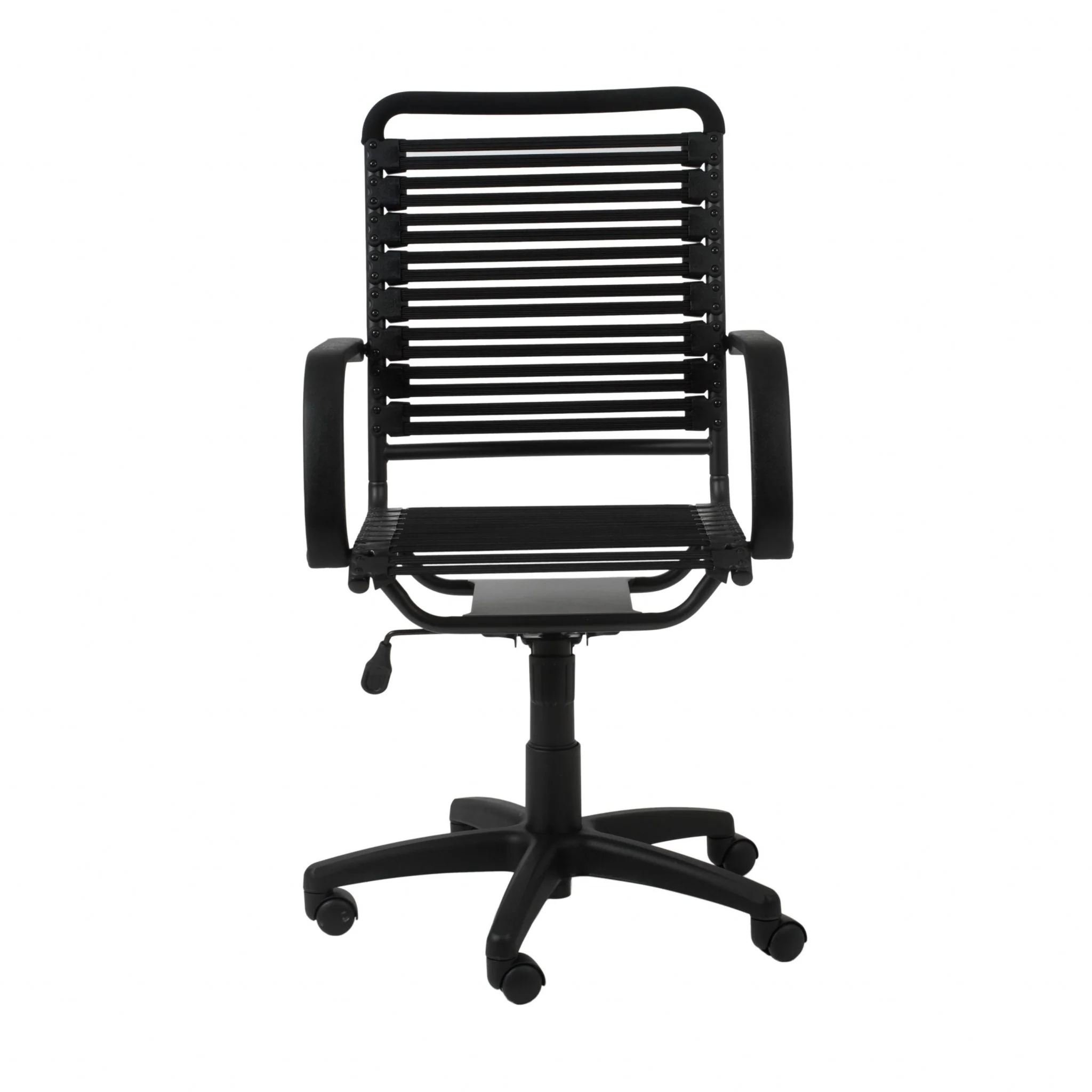 45" All Black Flat Bungee Cord High Back Office Chair By Homeroots - Image 2