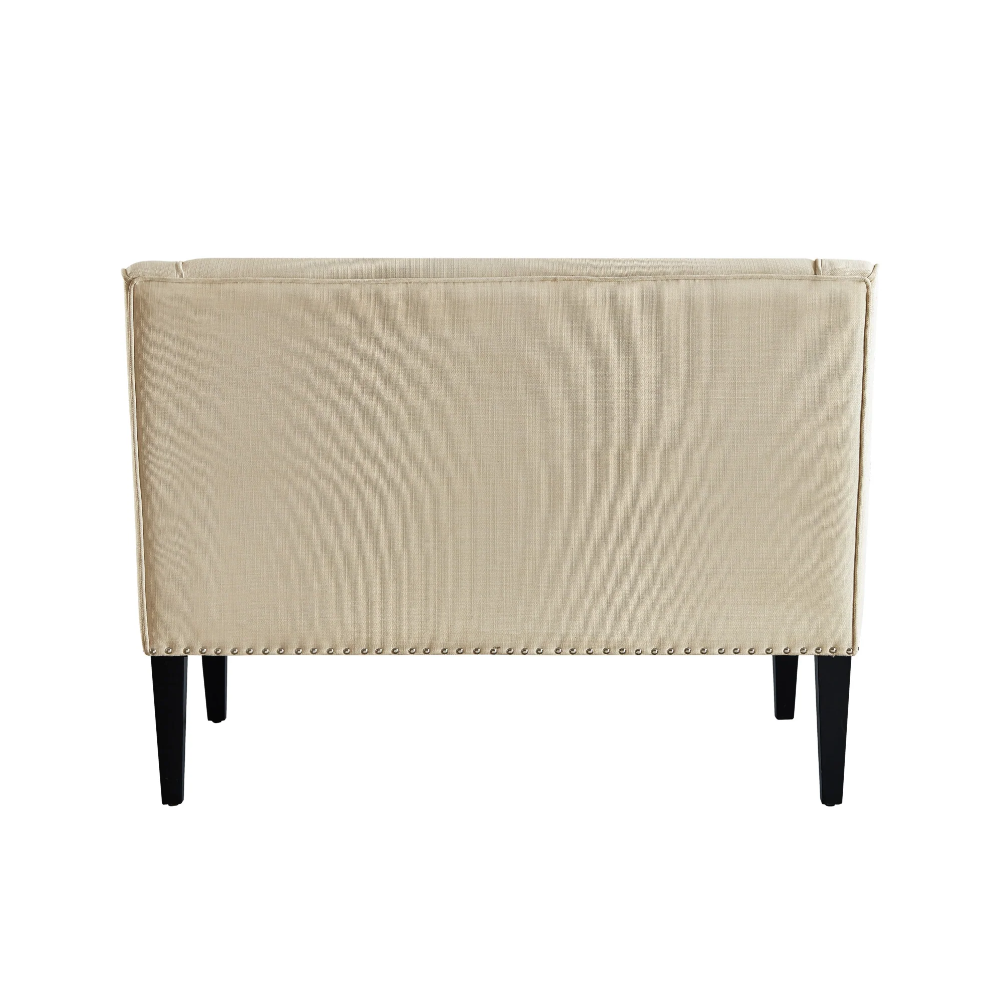 45" Beige And Black Upholstered Linen Bench By Homeroots - Image 3