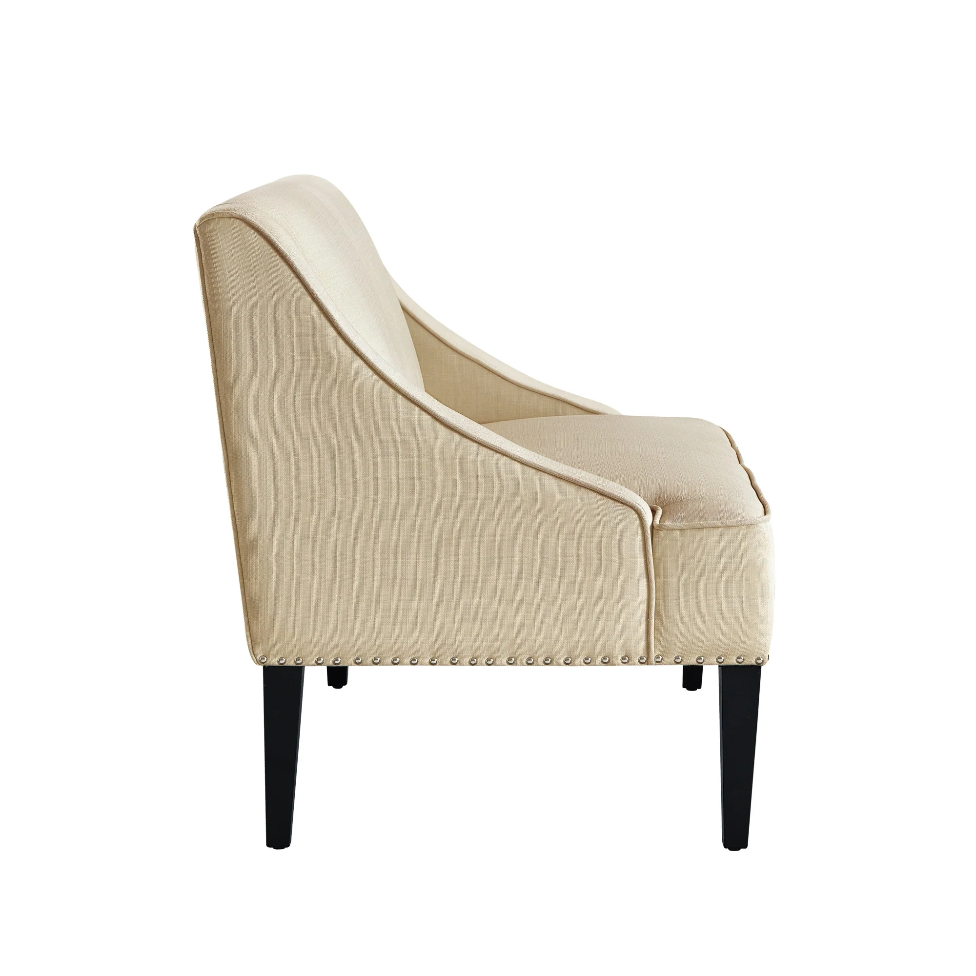 45" Beige And Black Upholstered Linen Bench By Homeroots - Image 4