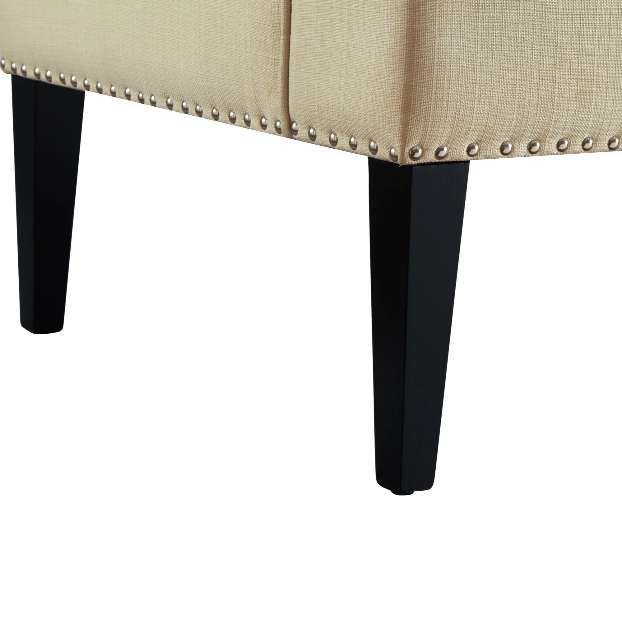45" Beige And Black Upholstered Linen Bench By Homeroots - Image 7