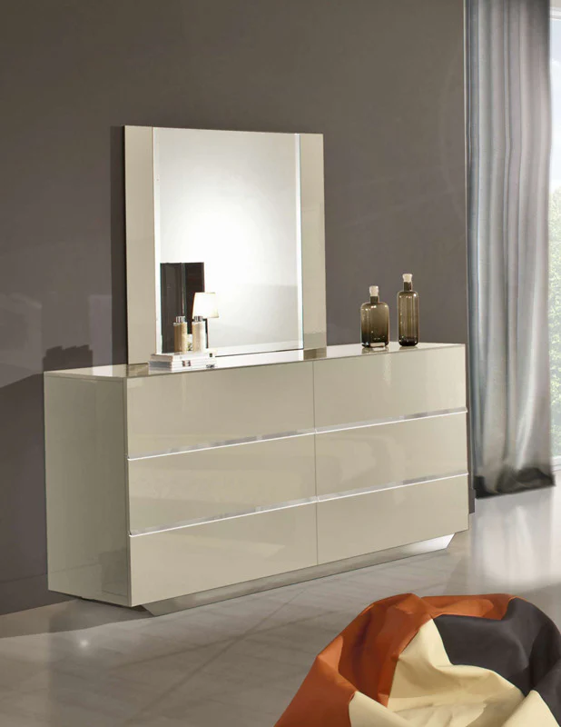 45" Beige MDF Glass and Veneer Mirror By Homeroots - Image 3