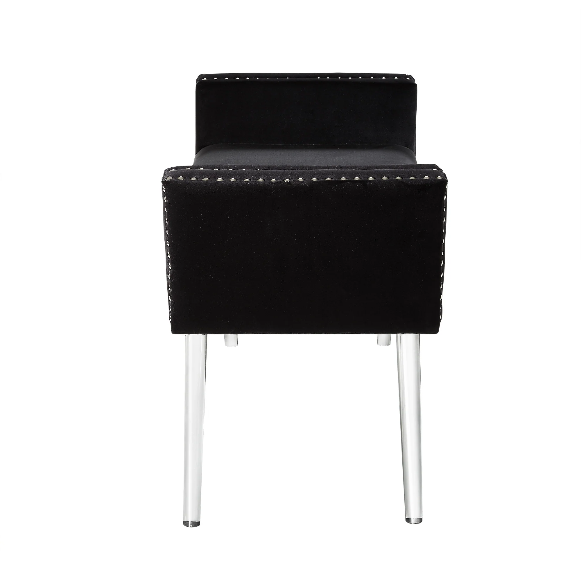 45" Black And Clear Upholstered Velvet Bench By Homeroots - Image 4