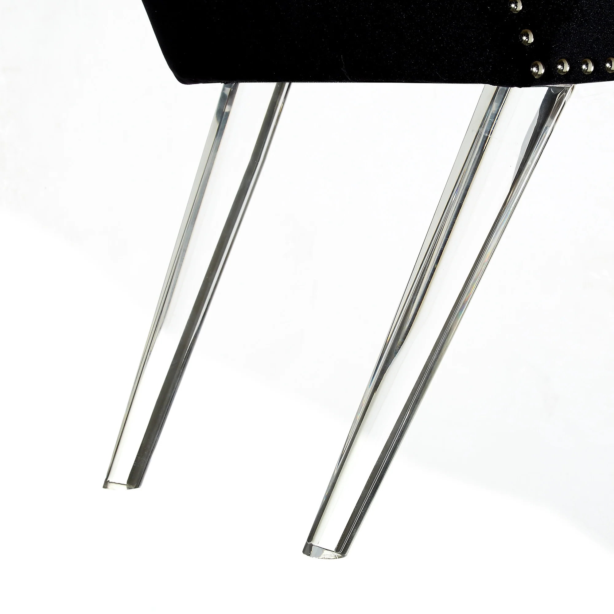 45" Black And Clear Upholstered Velvet Bench By Homeroots - Image 6