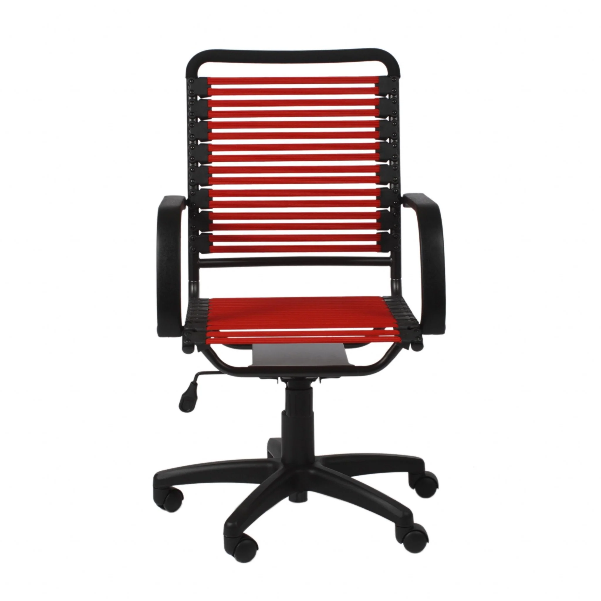 45" Black and Red Flat Bungee Cord High Back Office Chair By Homeroots - Image 2