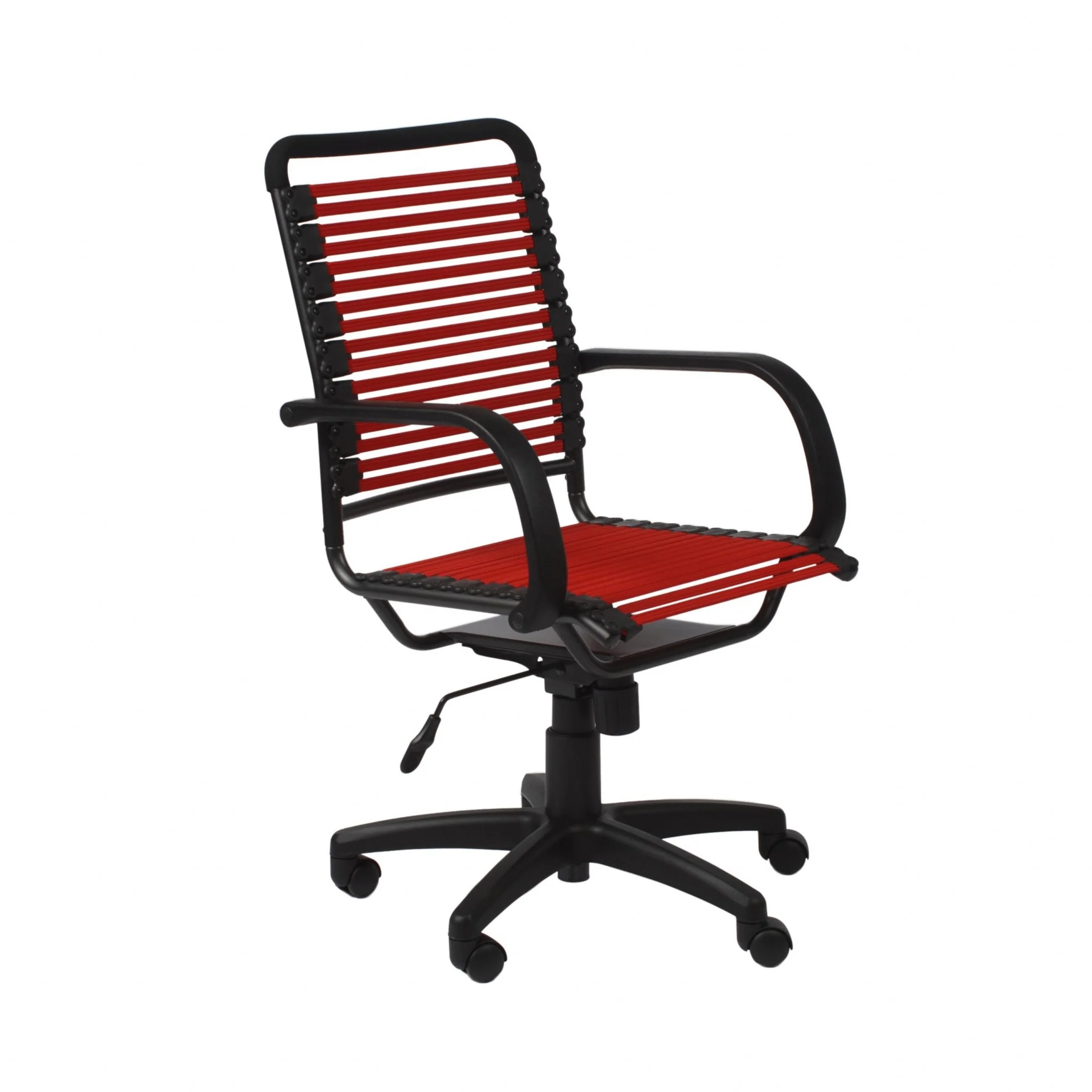 45" Black and Red Flat Bungee Cord High Back Office Chair By Homeroots - Image 3